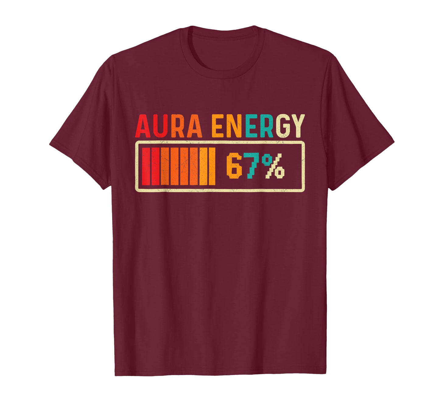 Aura Energy 67 Meme Funny Gen Alpha Slang Retro Vintage Men T-Shirt