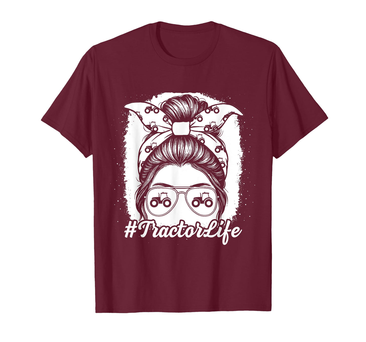Tractor Life Messy Bun Farm Plow Field Girl Women T-Shirt