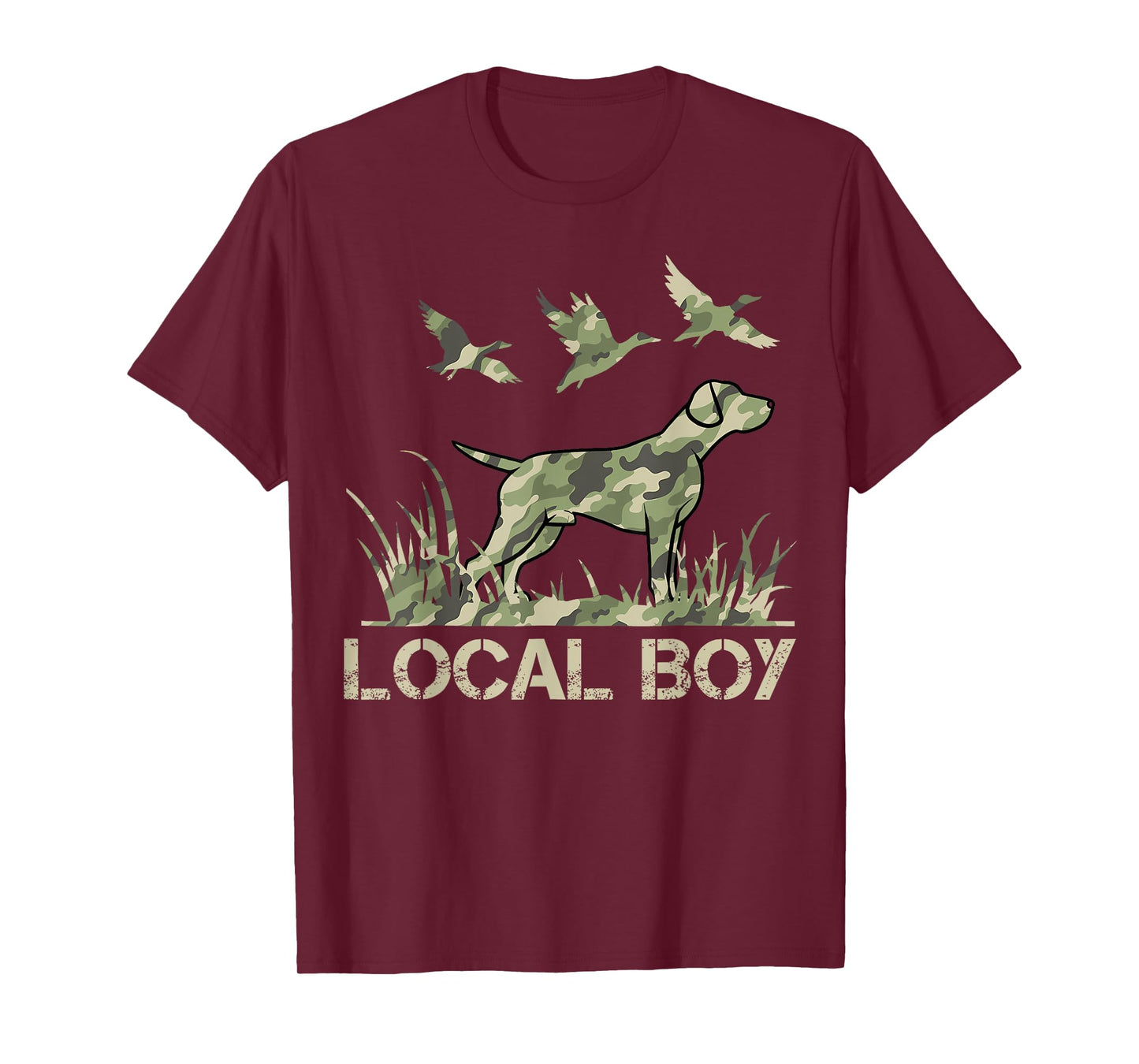 Retro Southern Boy Camouflage Hunting Dog Camo Duck Hunter T-Shirt