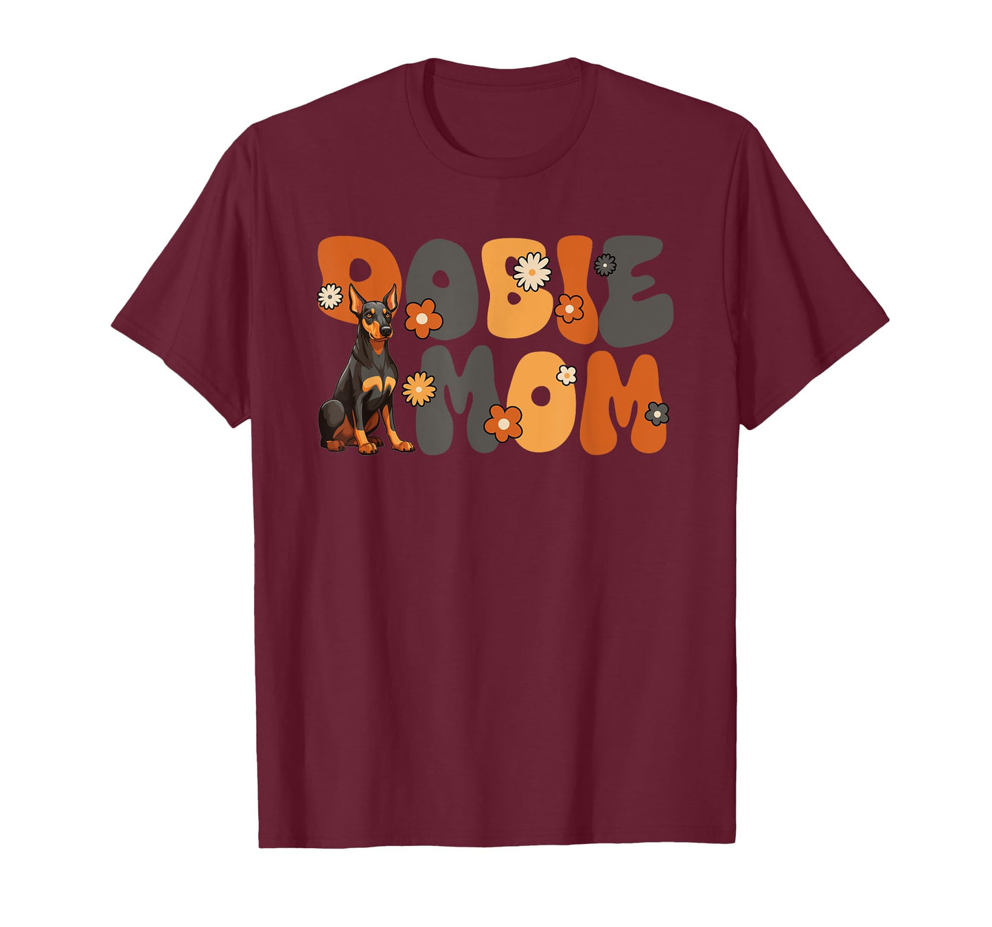 Doberman Pinscher Groovy World's Best Dobie Mom T-Shirt