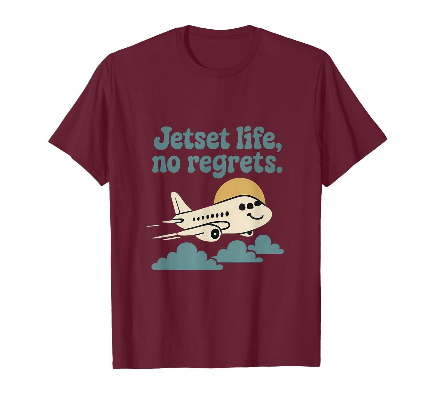 Jetset Life No Regrets Travel Adventure Graphic T-Shirt