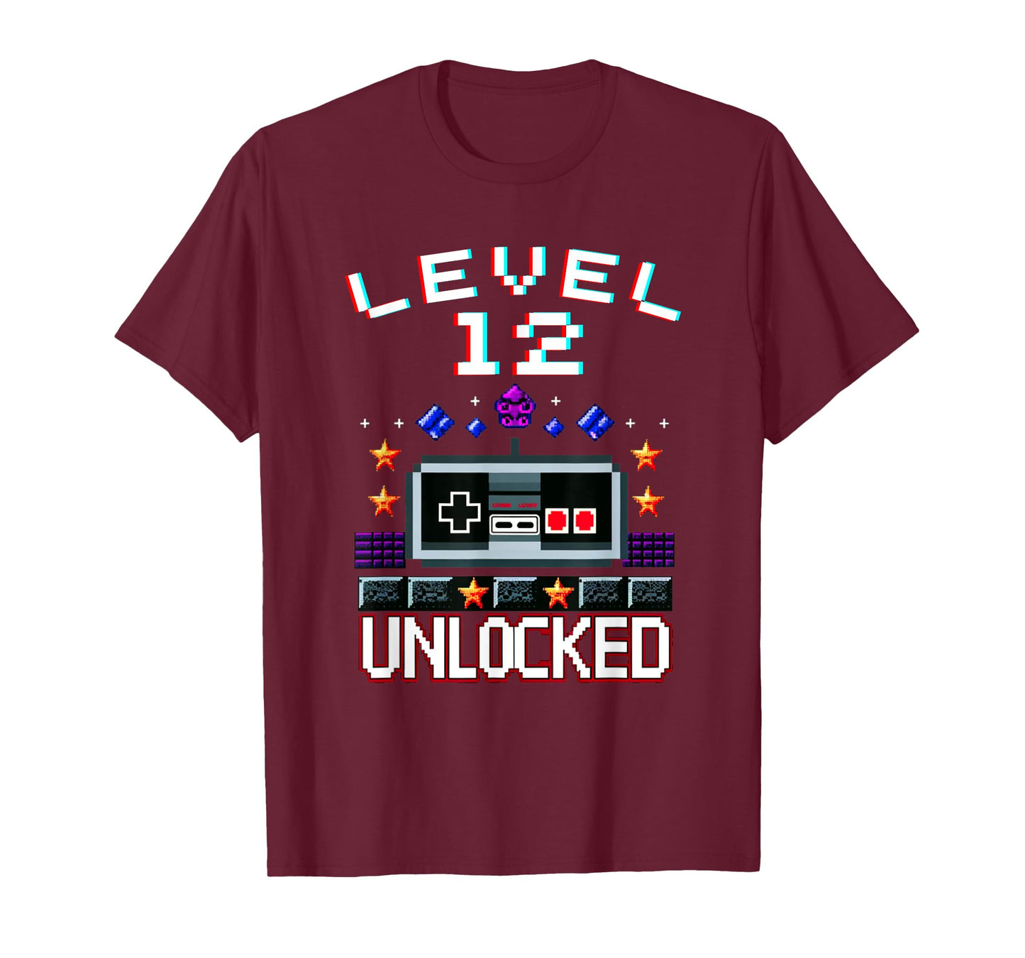 12th Birthday Boy Level 12 Unlocked Funny Video Game Gamer T-Shirt
