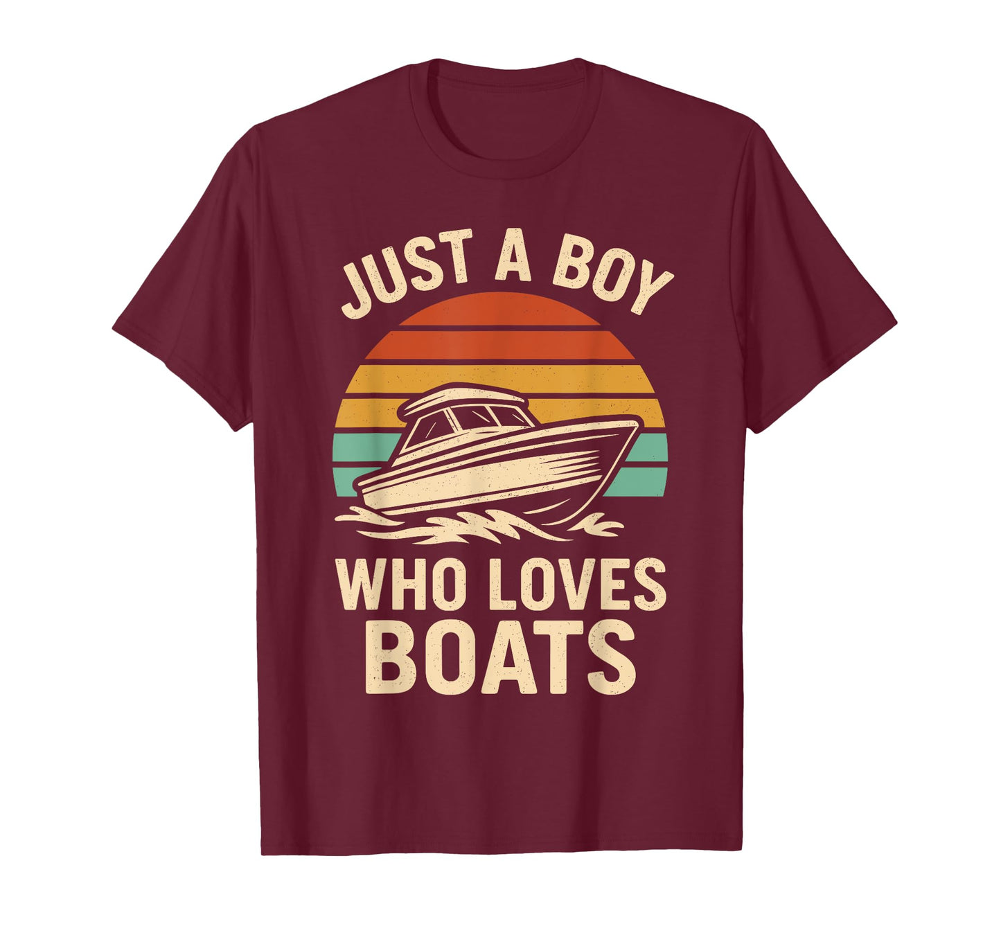 Just a Boy Who Loves Boats Retro Boys Bday Boat Lover T-Shirt