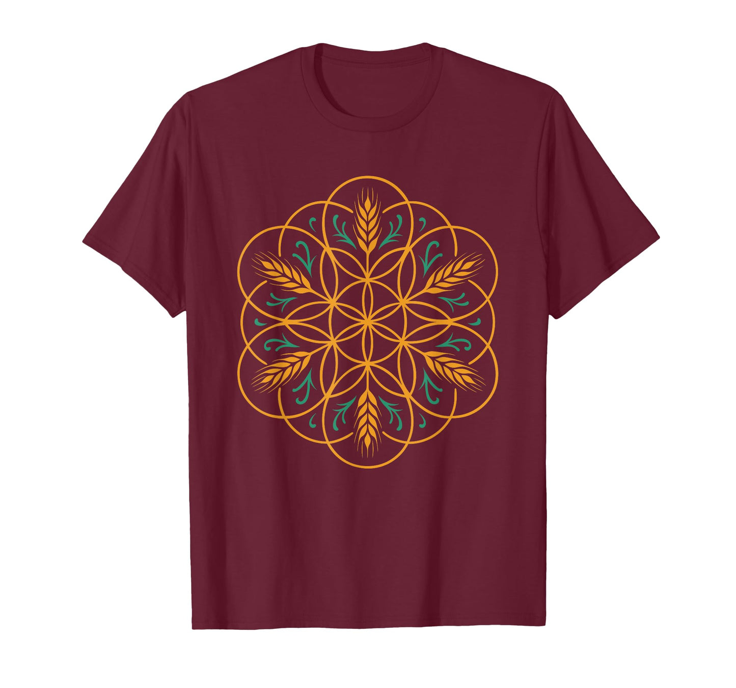 Lammas Lughnasadh Vibes Sacred Grain Flower Mandala Symbol T-Shirt