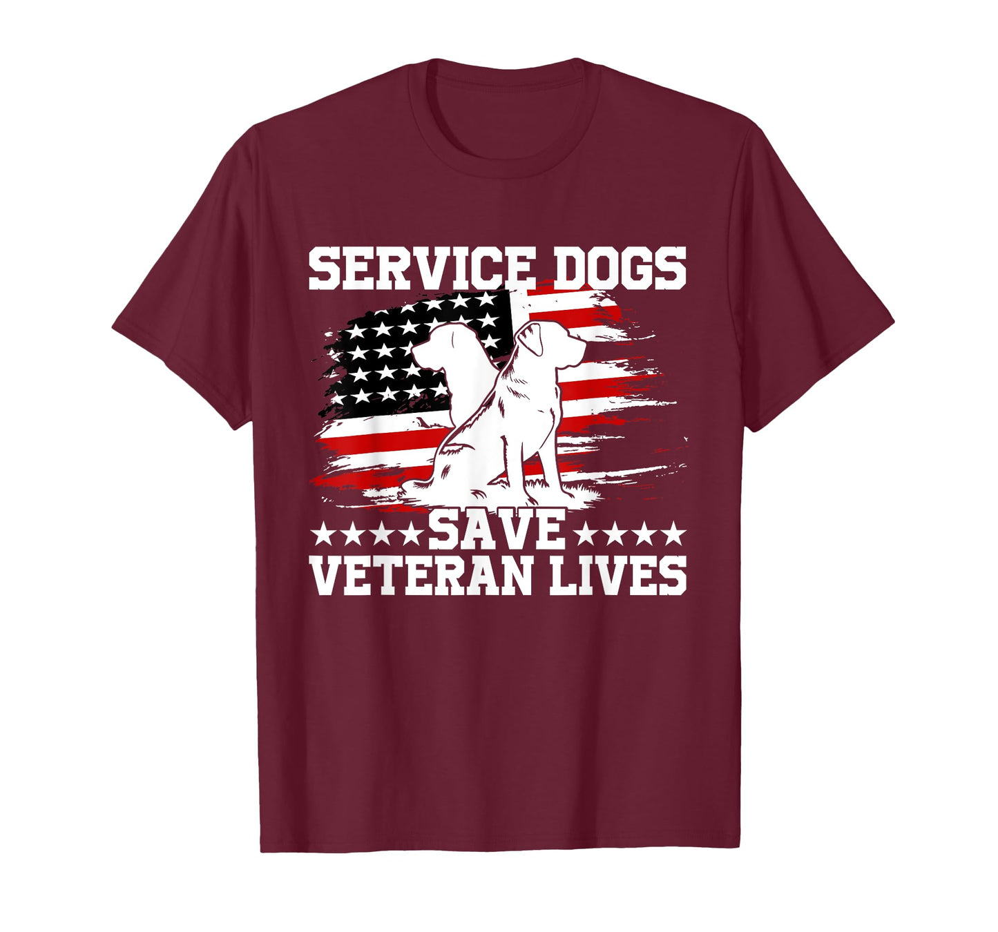Service Dogs Save Veteran Lives American Flag Veterans Day T-Shirt