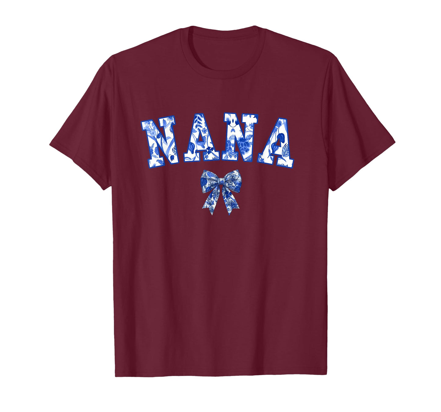 Nana Coquette Toile Blue Bow Floral Family Matching T-Shirt