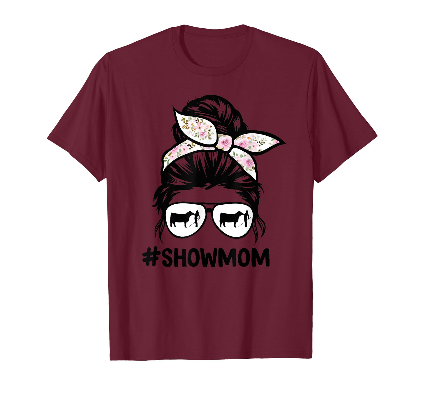 cattle show mom messy bun hair cow show mom T-Shirt