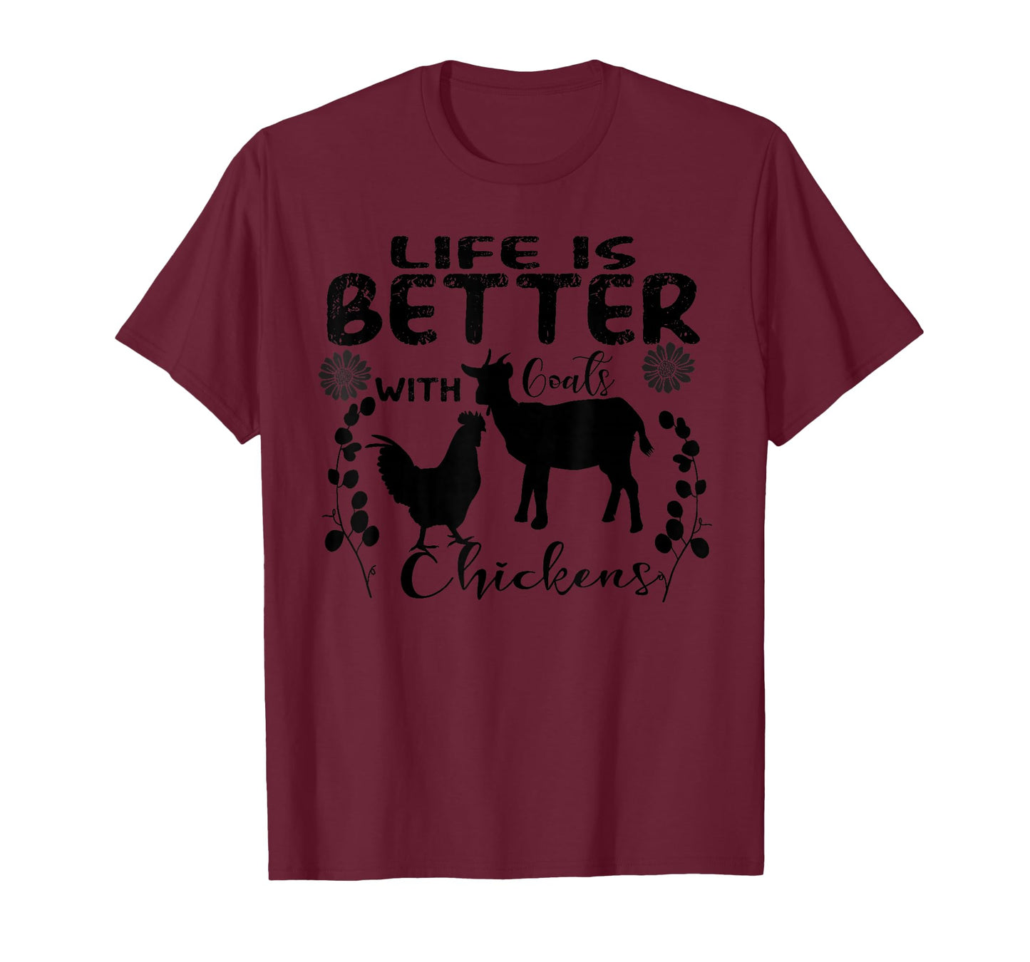 Life Is Better With goats chickens Vintage Farming Animals T-Shirt