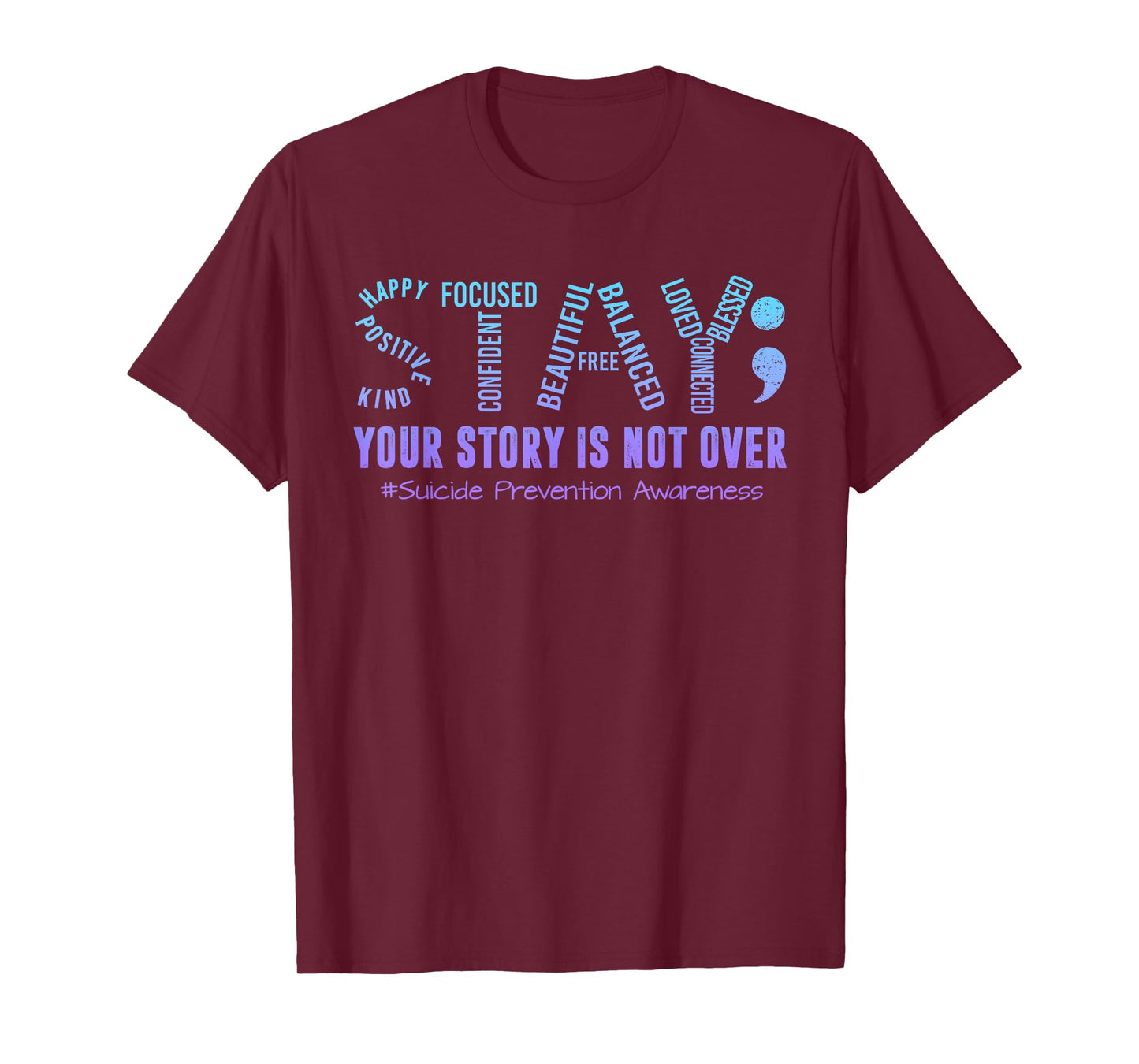 Stay Suicide Prevention Awareness Month Teal & Purple Ribbon T-Shirt