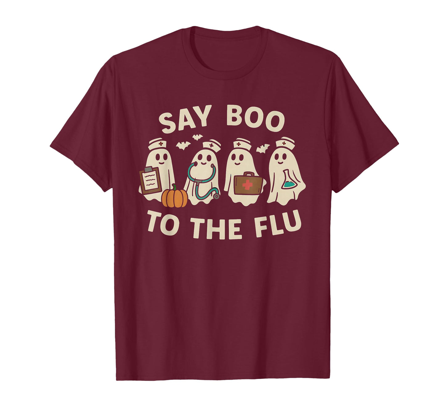 Nurse Halloween Ghost Crew Vaccine Say Boo to The flu T-Shirt