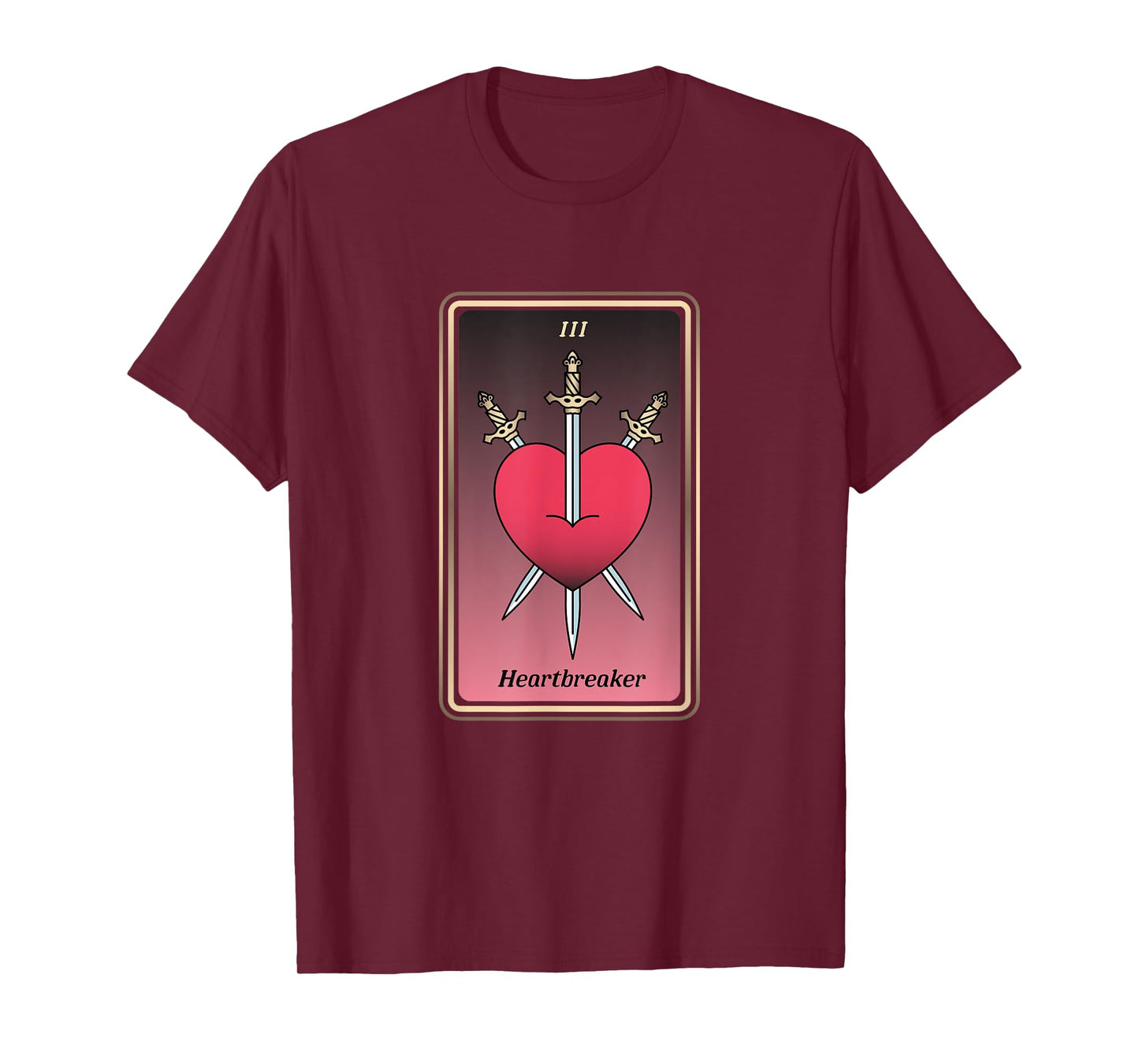 Anti-Valentine Tarot Card Heartbreaker Three Of Swords T-Shirt