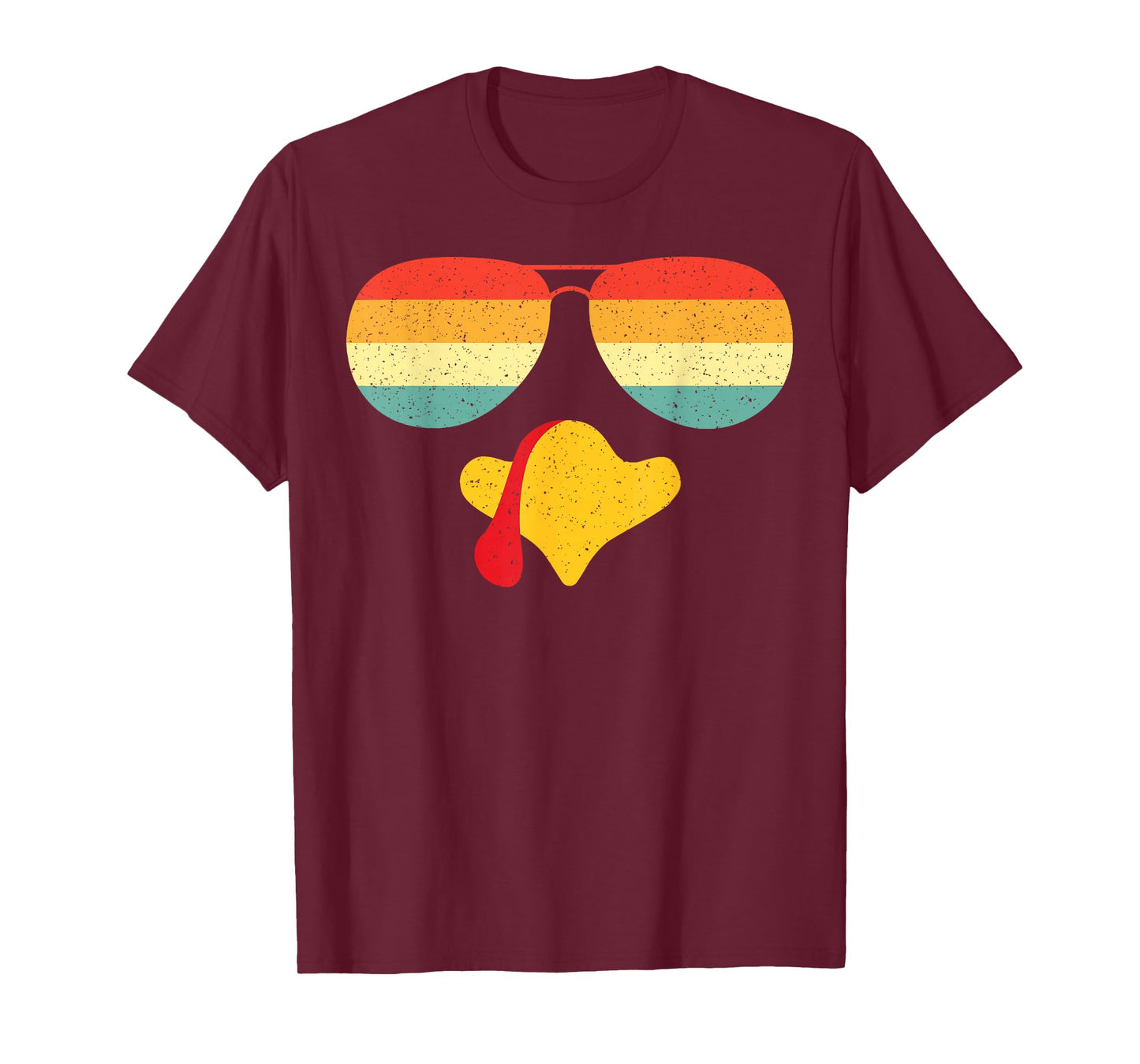 Retro Cool Turkey Face Aviator Sunglasses Funny Thanksgiving T-Shirt