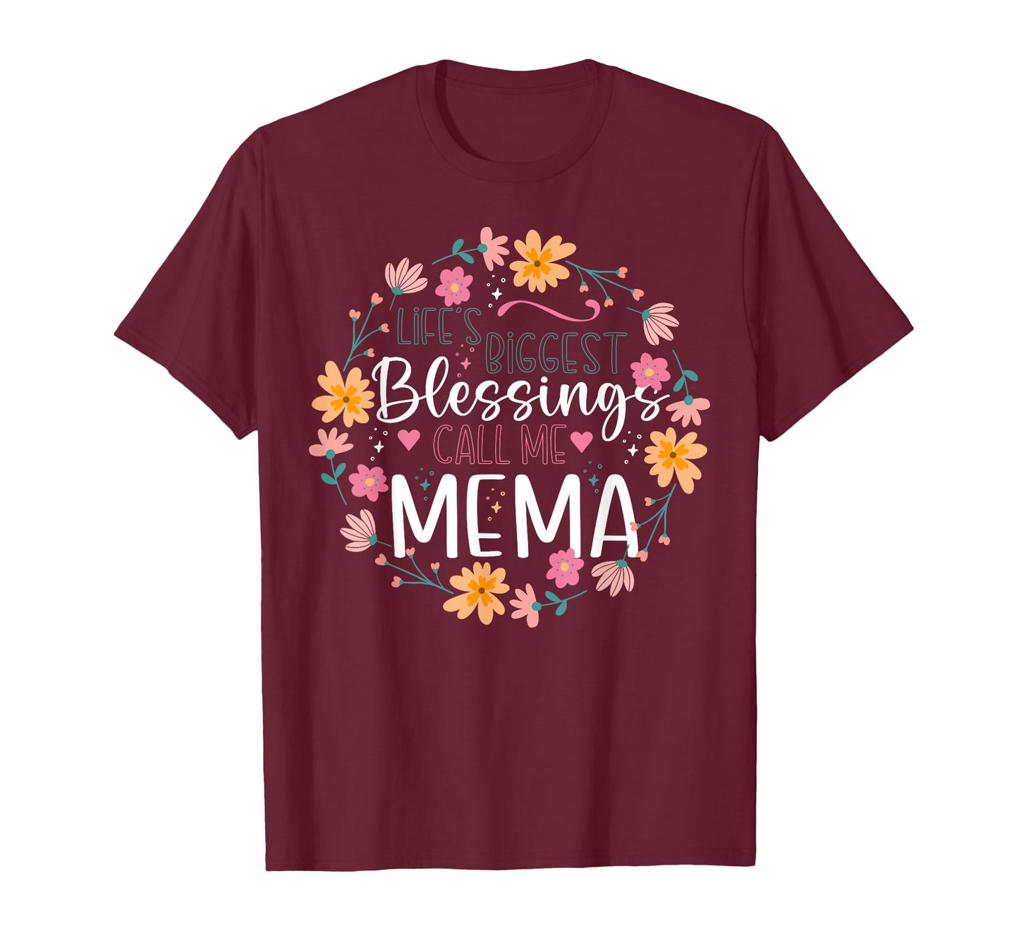 Life’s Biggest Blessings Call Me Mema Floral Design T-Shirt