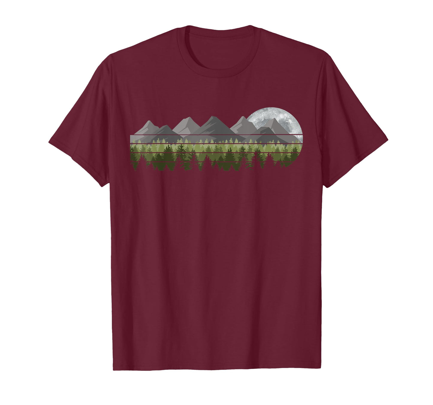 Mountain Trees Wildlife Outdoor Nature Vintage Forest Moon T-Shirt