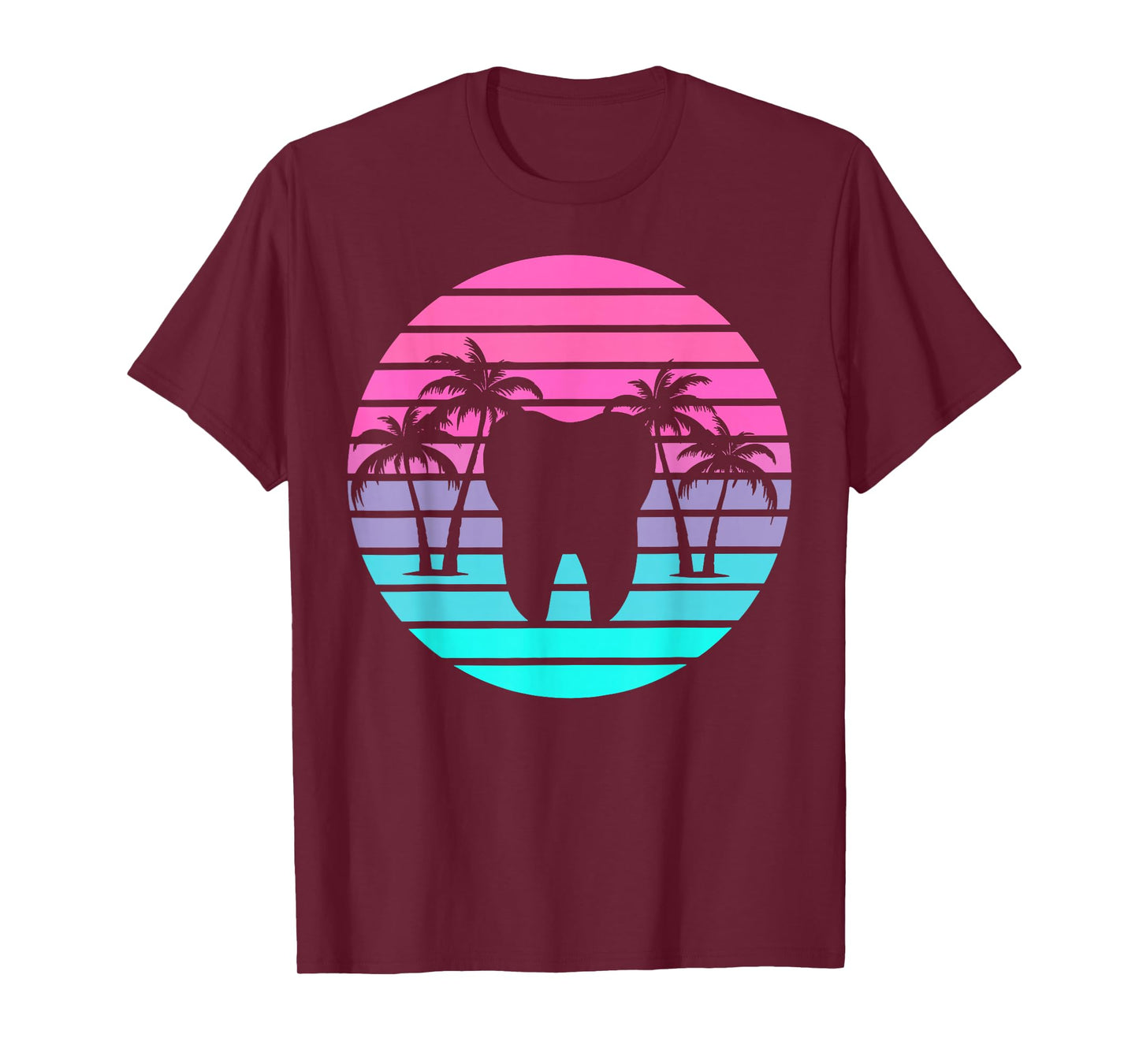 Retro Tooth Palm Trees Beach Hawaiian Dental Hygiene Dentist T-Shirt