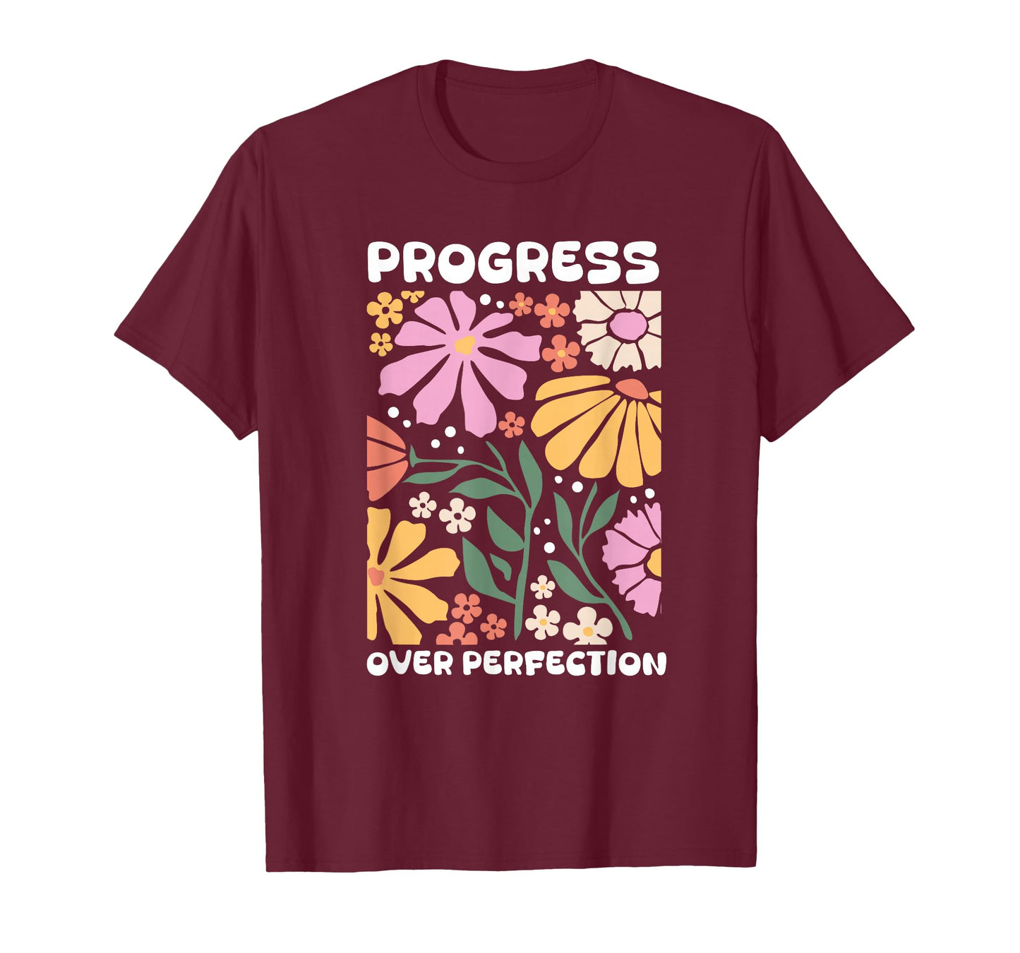 Progress Over Perfection ABA Therapist Behavior RBT Floral T-Shirt