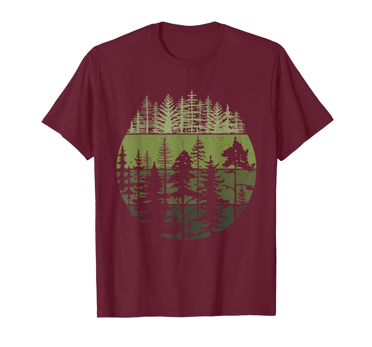 Wildlife Vintage Sunset Mountain Forest Trees Hiking Nature T-Shirt