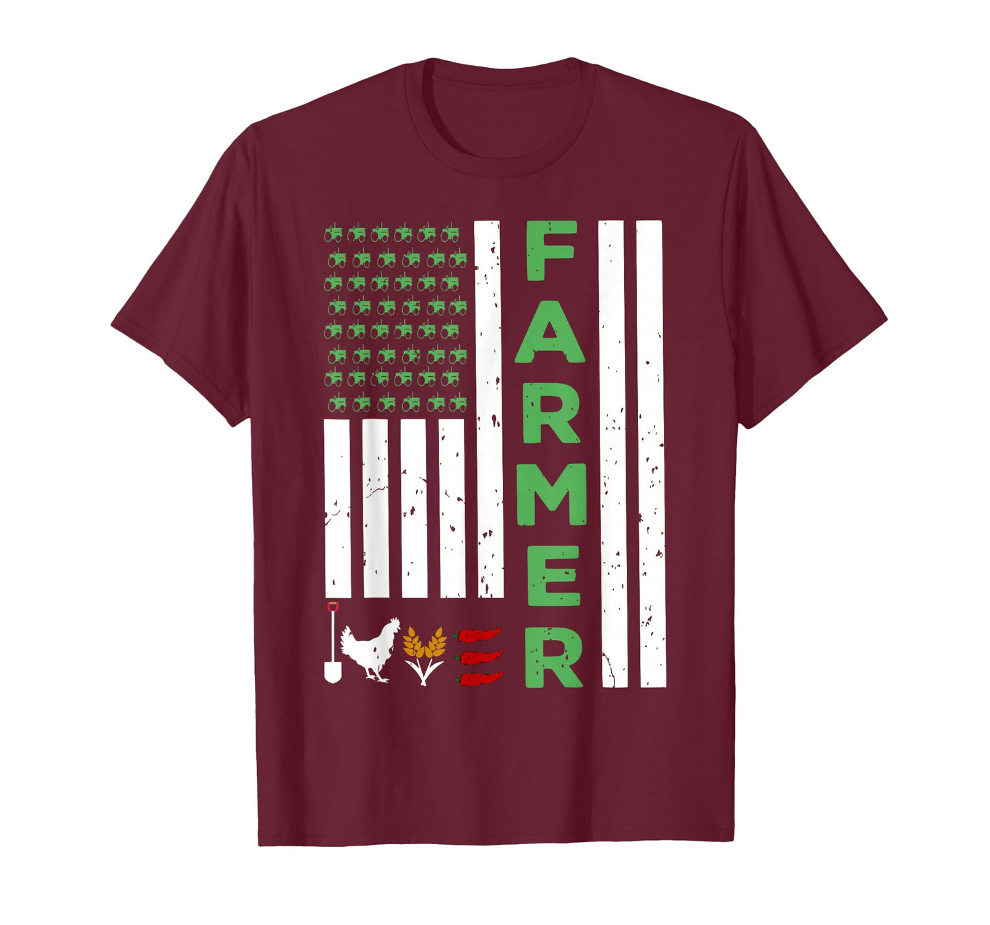 Tractor Farmer American Flag Agricultural Worker T-Shirt