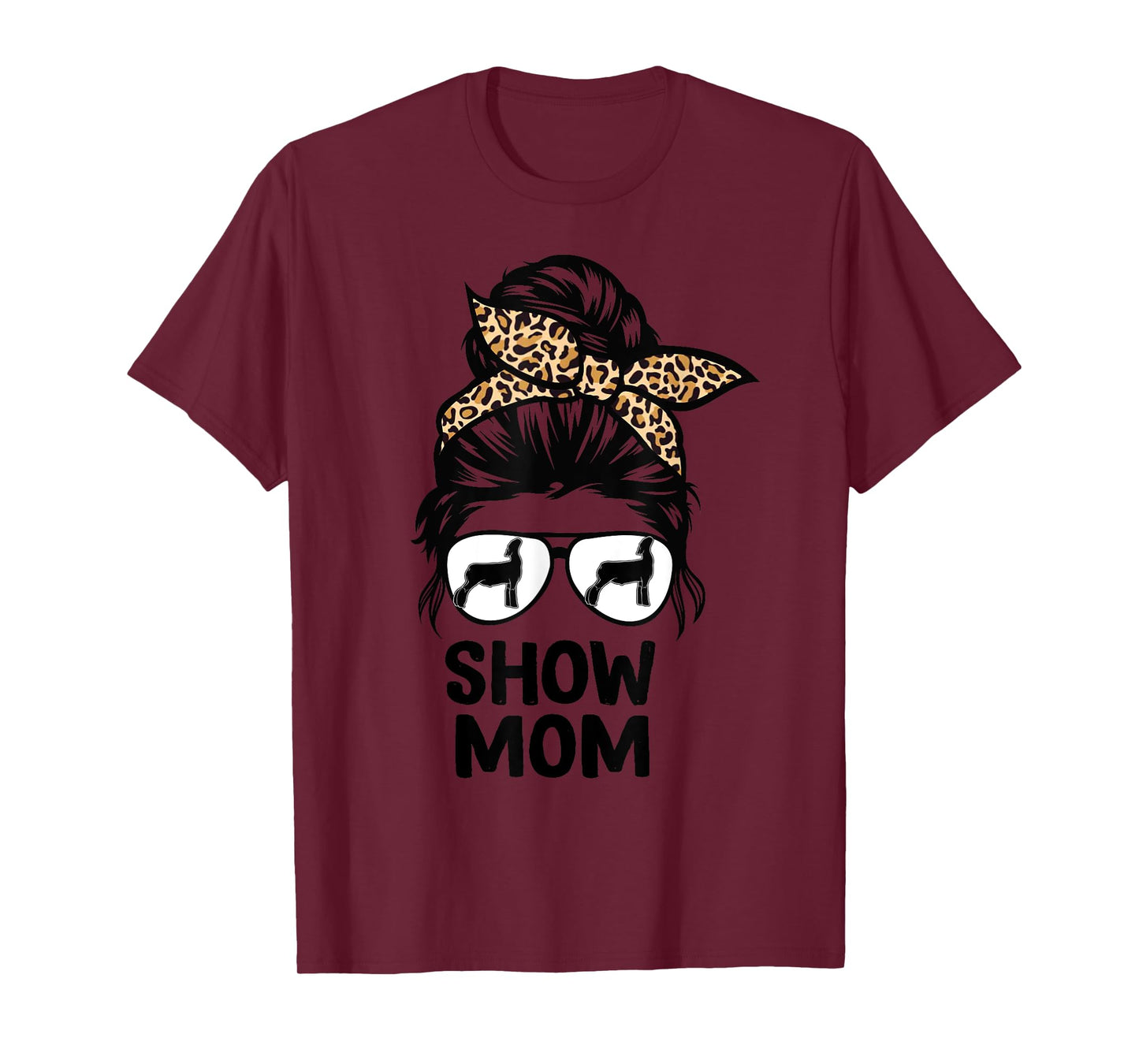 show lamb mom messy bun leopard, sheep show mama T-Shirt