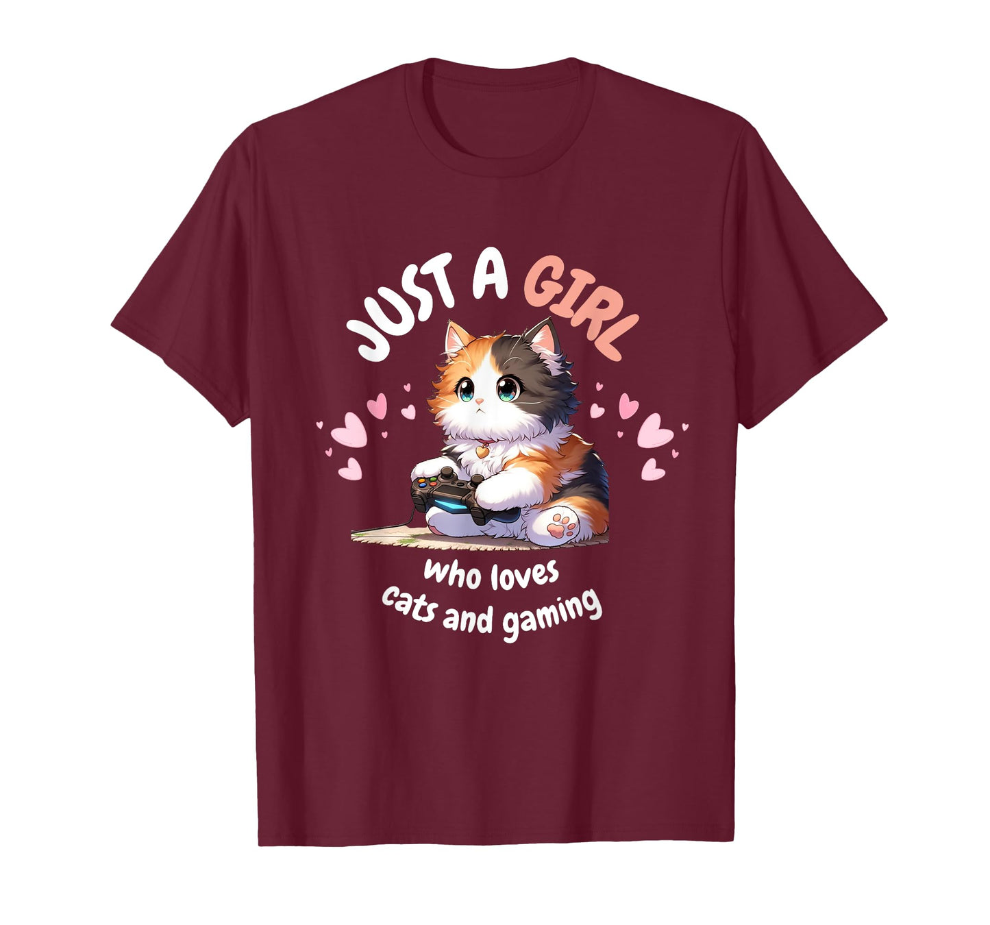 Just A GIRL Who Loves Cats Gaming cute Kawaii Anime Otaku T-Shirt