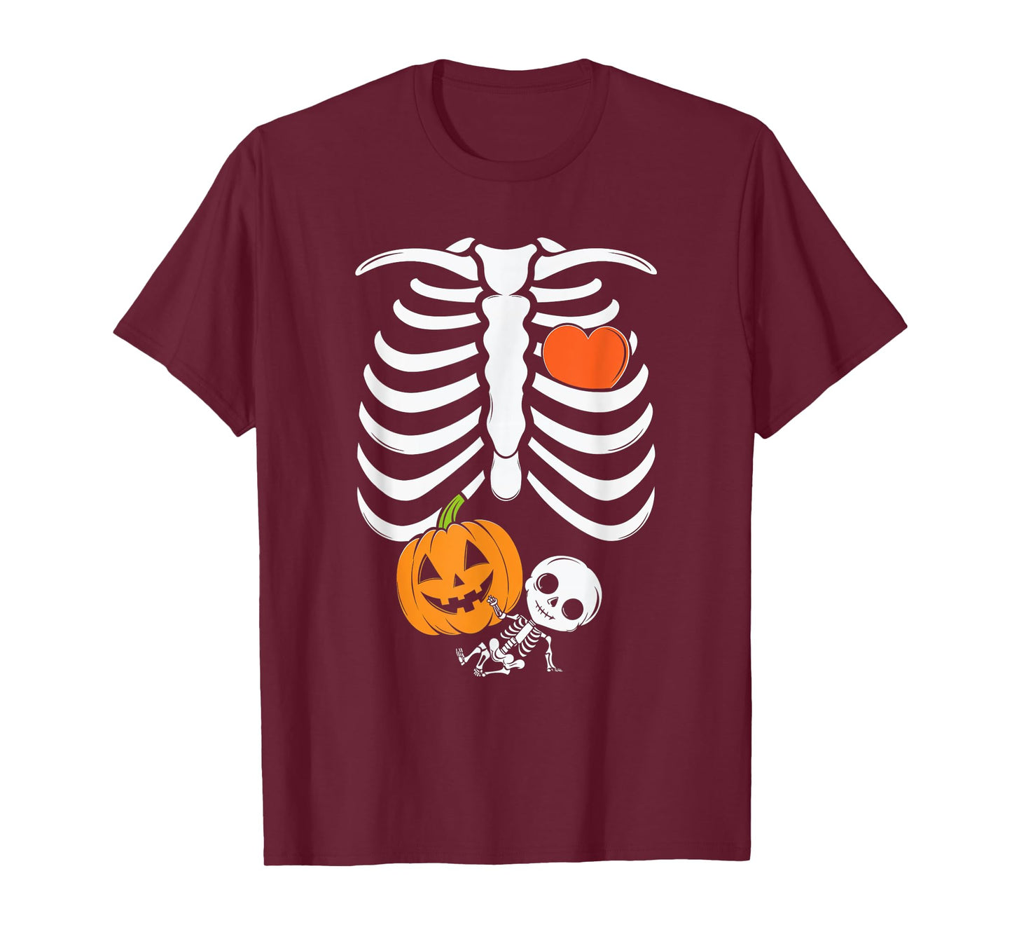Pregnant Skeleton Mom Halloween Pregnancy Baby Announcement T-Shirt