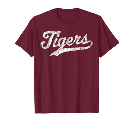 Vintage Tigers Name Personalized Retro for Men Women Kid T-Shirt - T-Shirt | Maroon