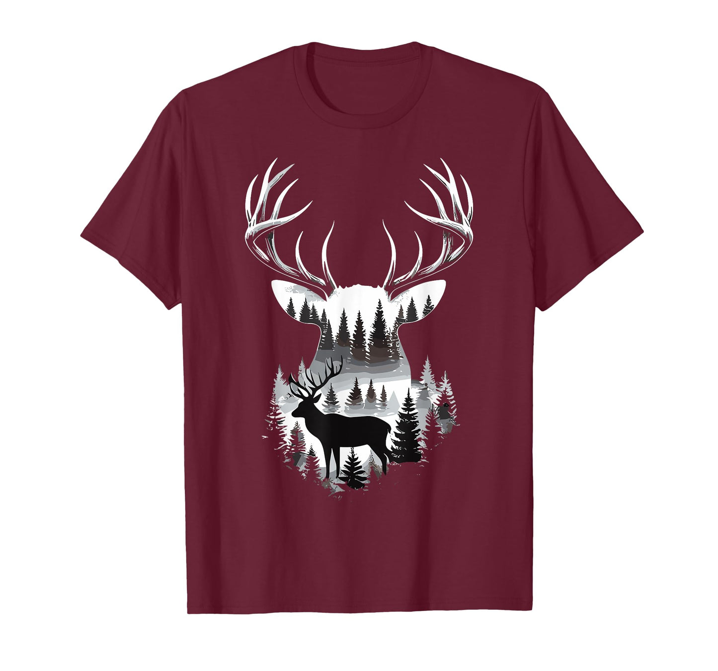 Deer Silhouette Forest Wildlife Animal Lover T-Shirt