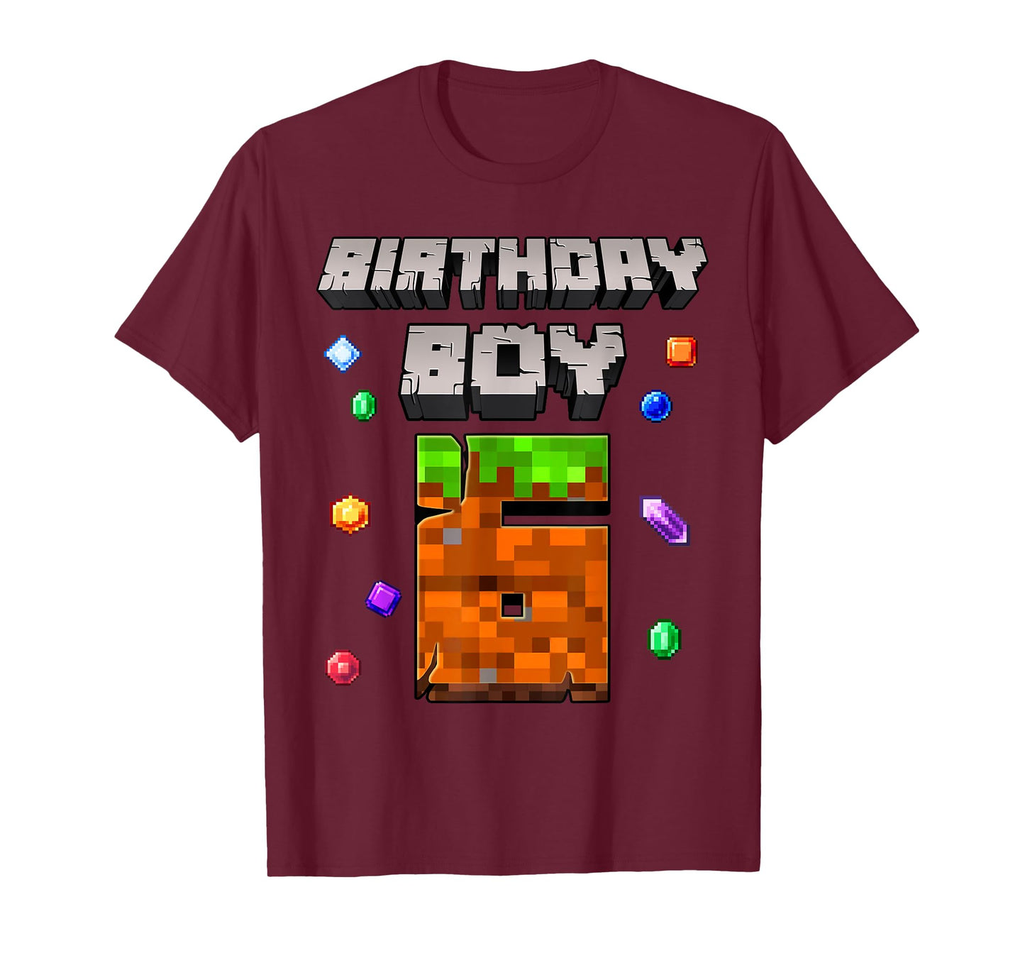 6th Birthday Boy 6 Video Gamer Pixel Number Six Bday Party T-Shirt