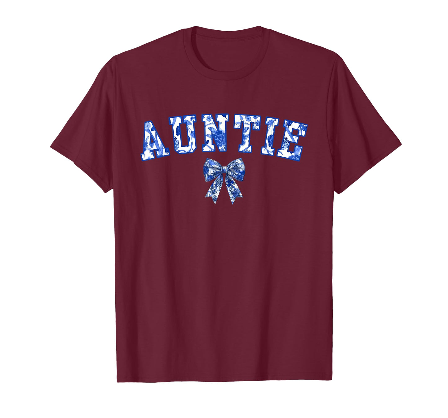 Auntie Coquette Toile Blue Bow Floral Family Matching T-Shirt