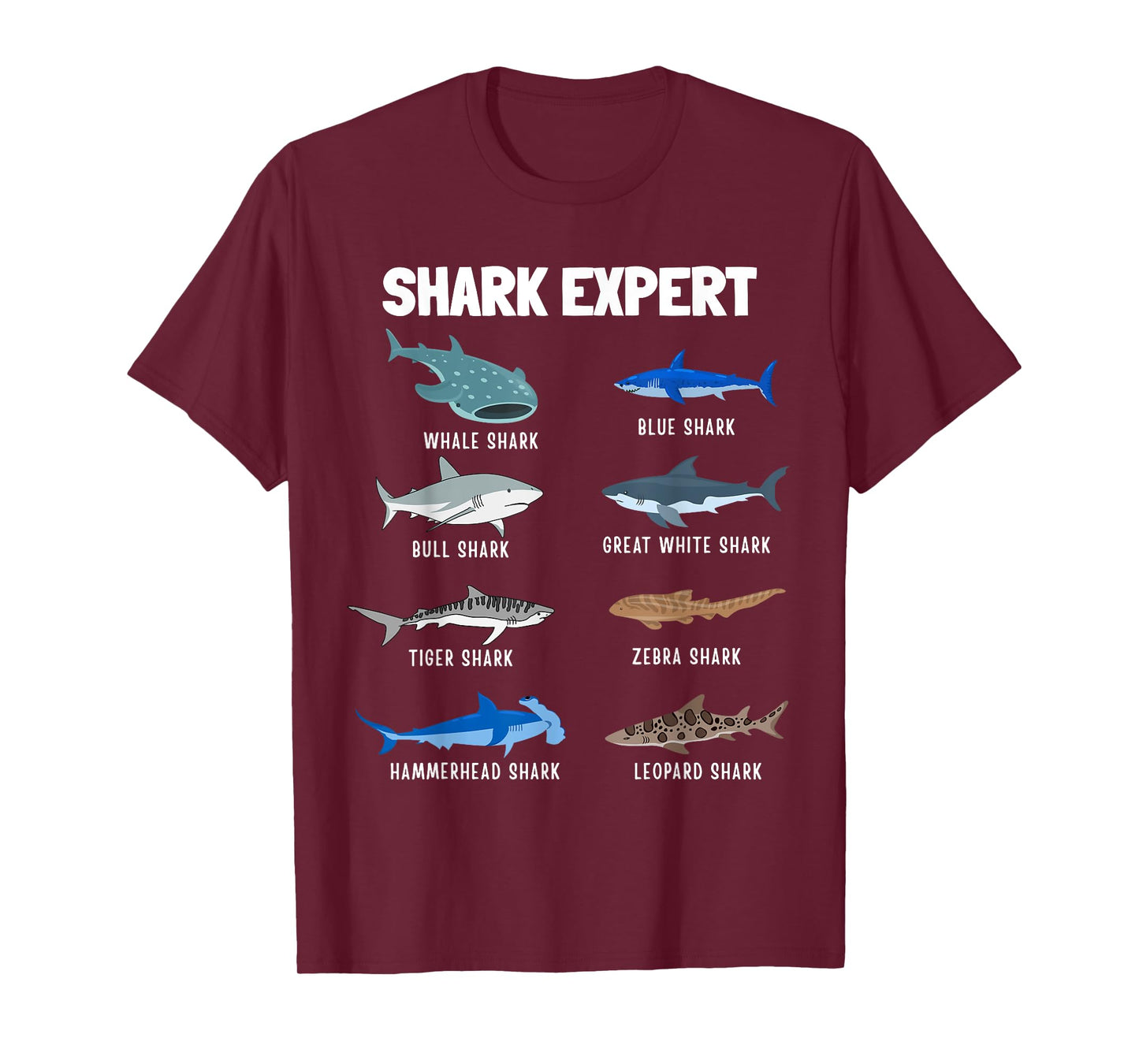 Funny Shark Expert Educational Ocean Animal Species Lovers T-Shirt