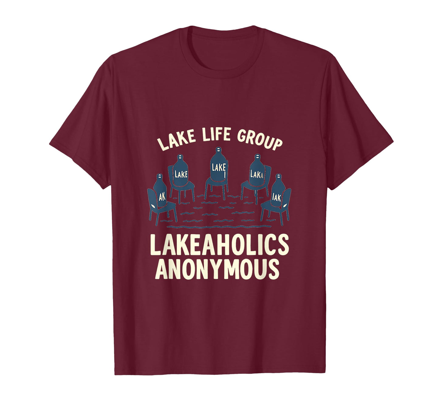 Lakeaholics Anonymous Lake Life Water Bottle Circle T-Shirt