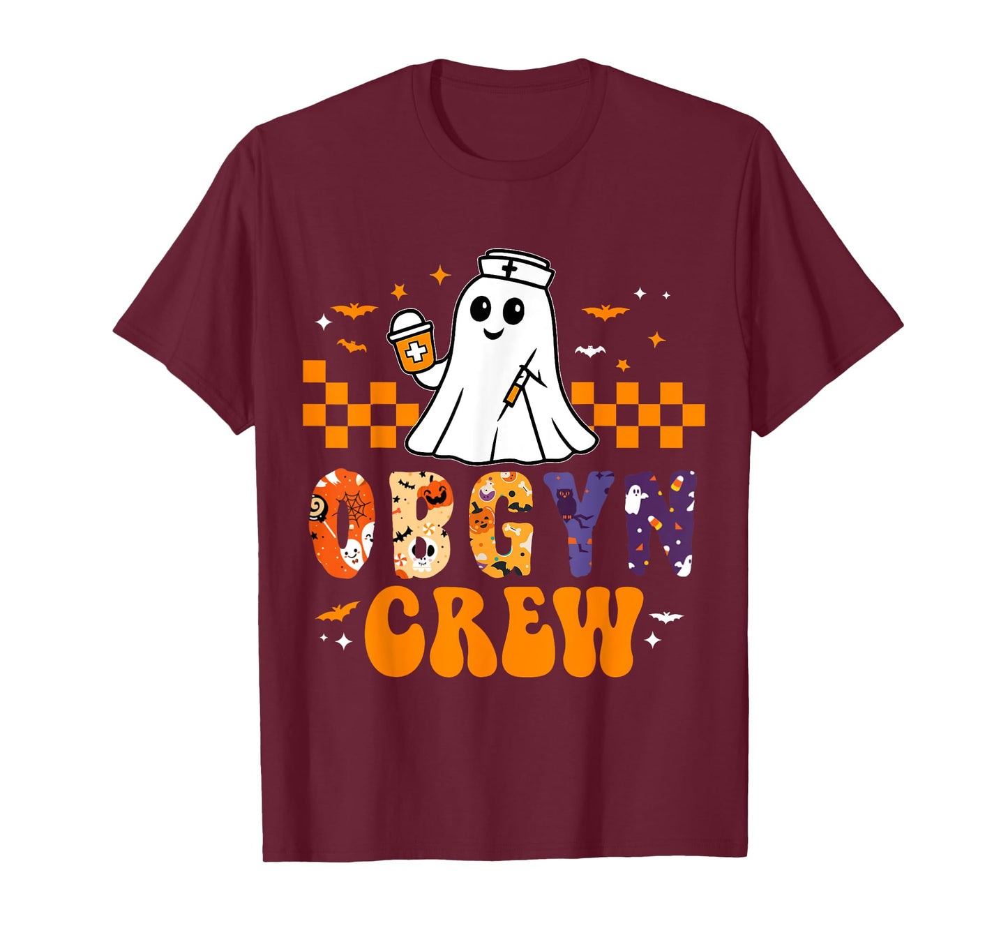 Halloween OBGYN Crew Funny Boo Ghost Nurse Nursing Scrub T-Shirt