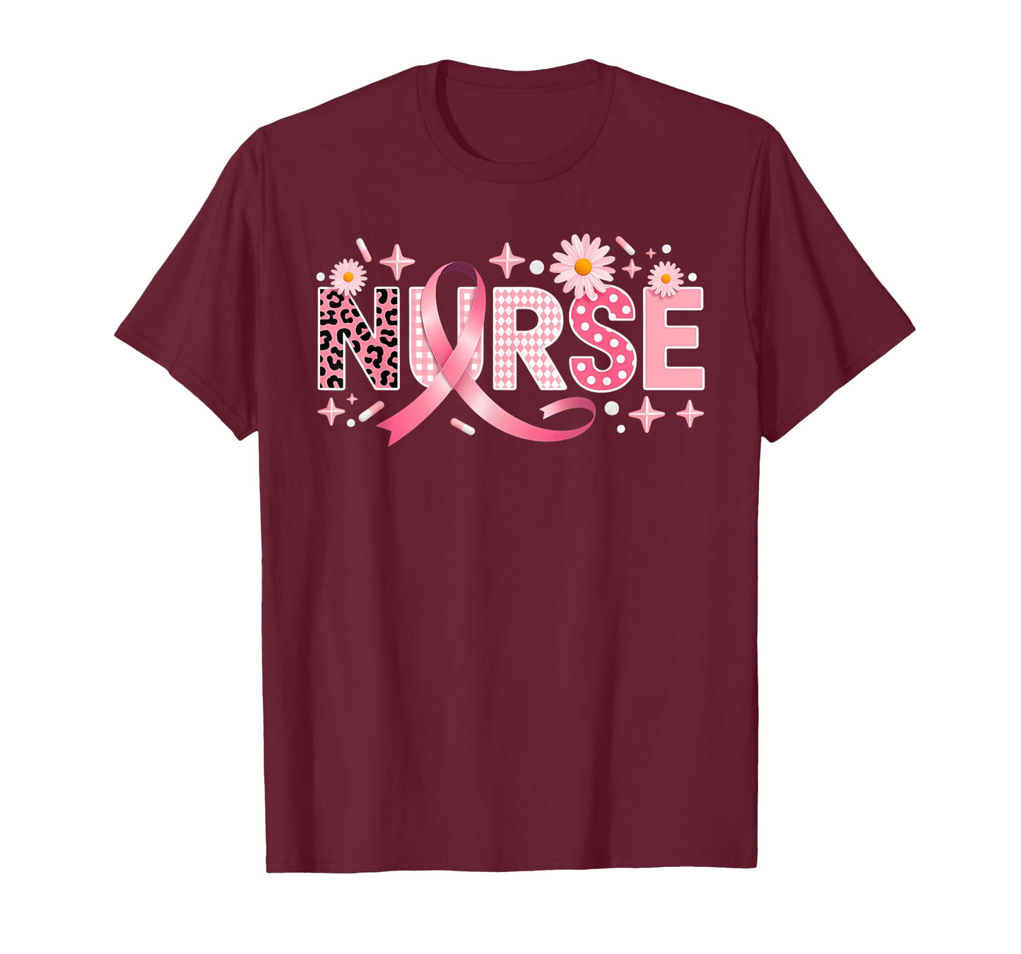 Pink Ribbon Stethoscope Nurse Life Breast Cancer Awareness T-Shirt