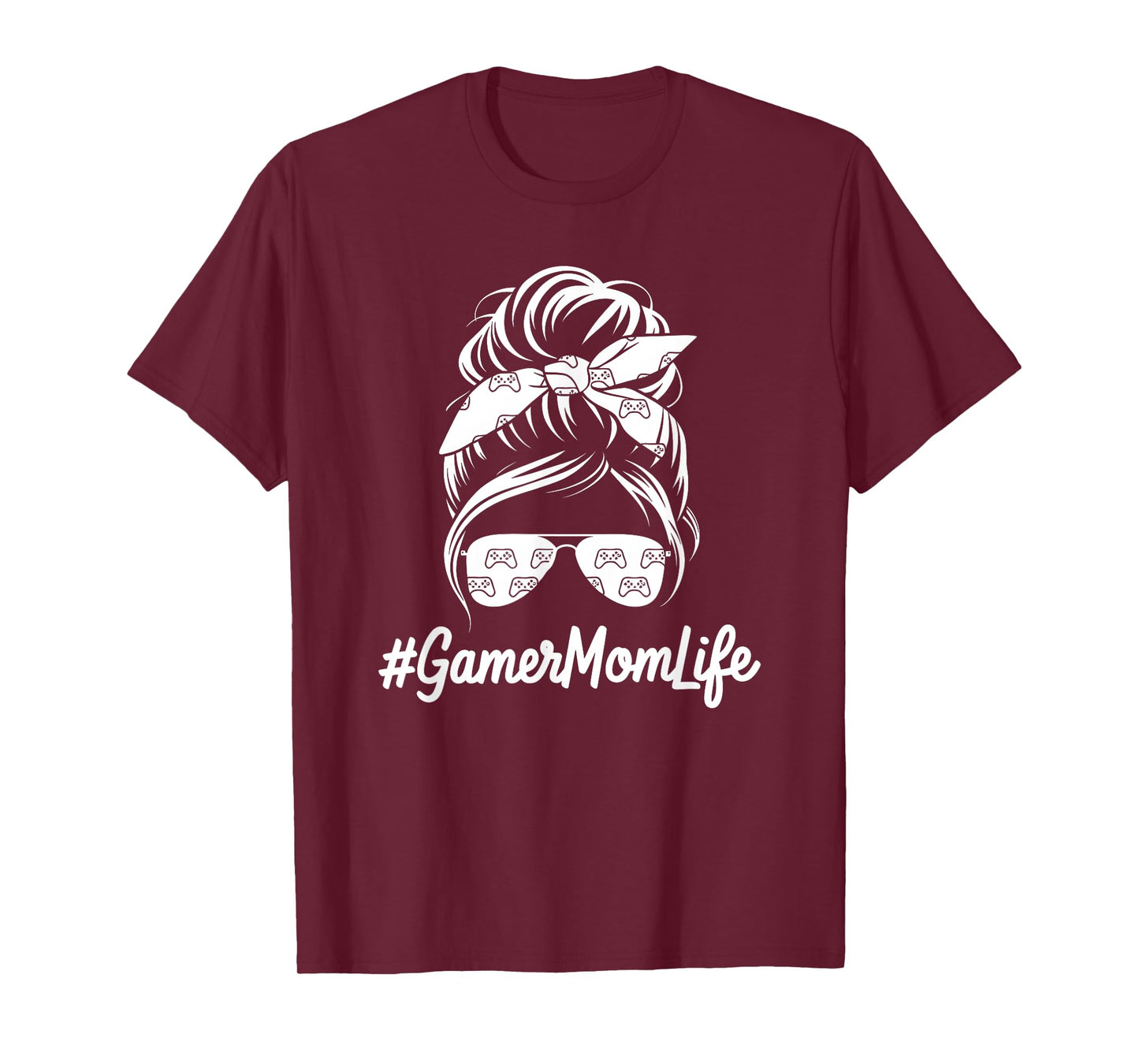 Gamer Mom Life Mothers Day Video Game Controller Messy Bun T-Shirt