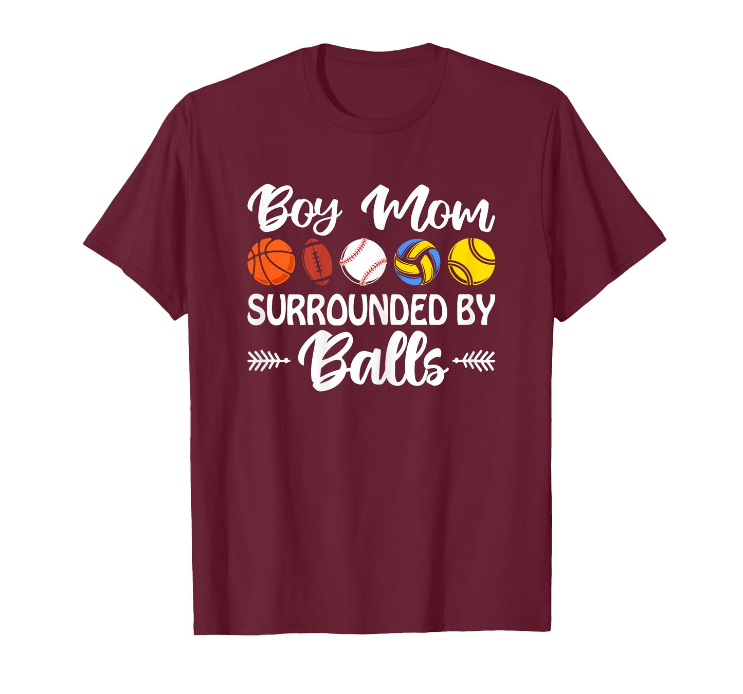 Boy Mom Surrounded By Balls Funny Sports Mommy Mother's Day T-Shirt