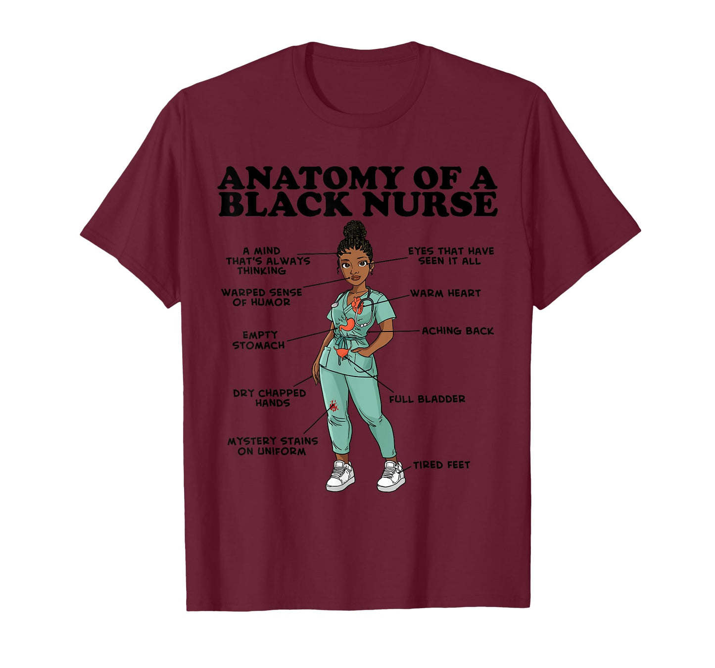 Anatomy of a Black Nurse T-Shirt