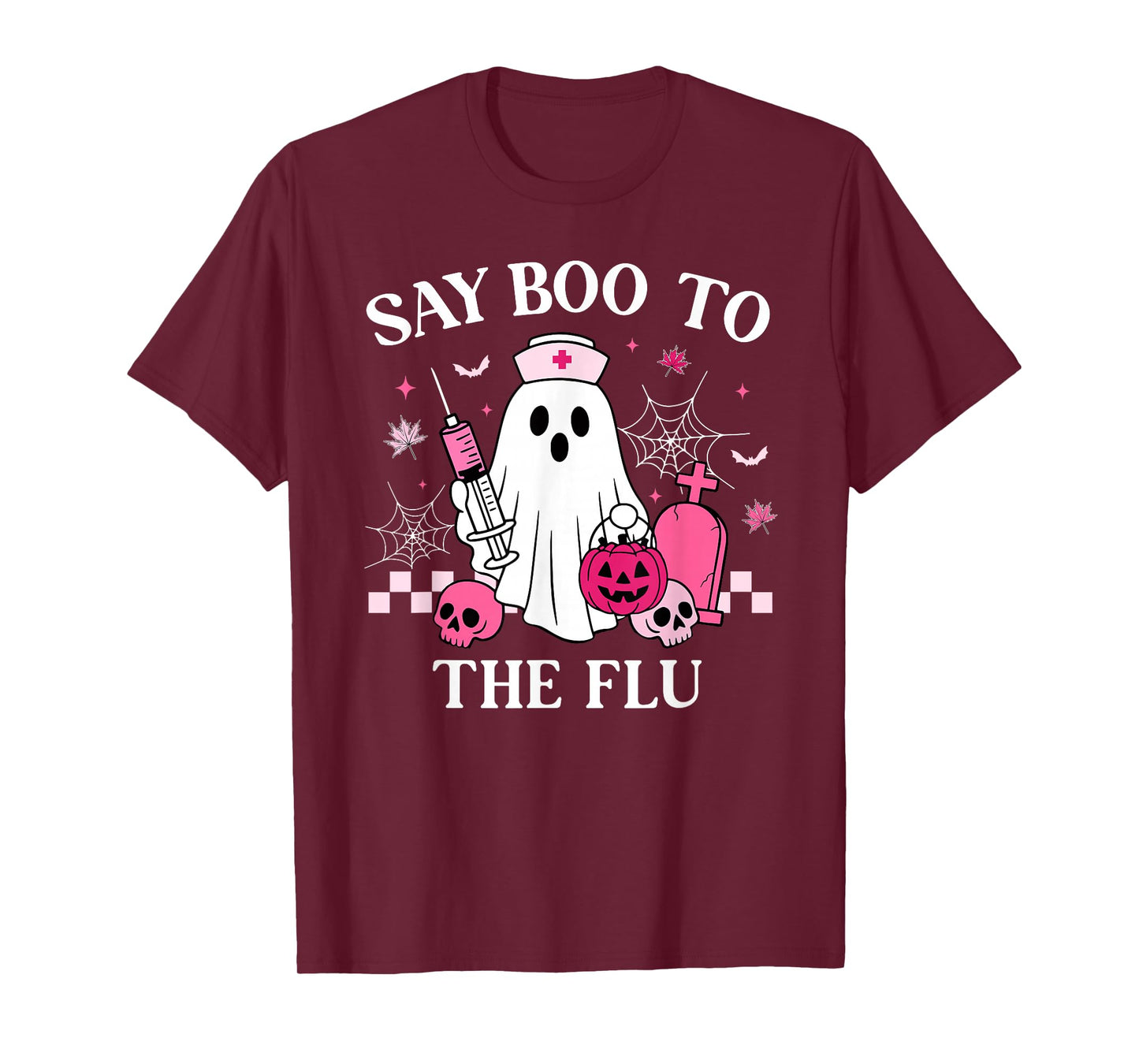 Say Boo to The Flu Funny Nurse Ghost Halloween Vaccine T-Shirt