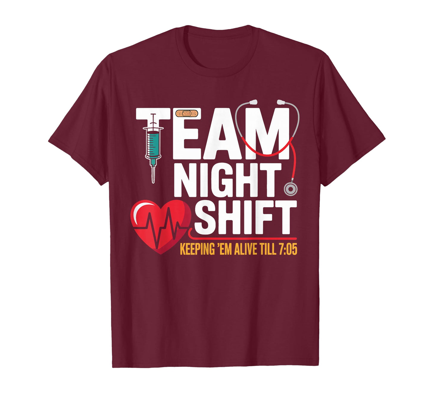 Night Shift Nurse Life RN CNA LPN Love Heartbeat Gifts Women T-Shirt