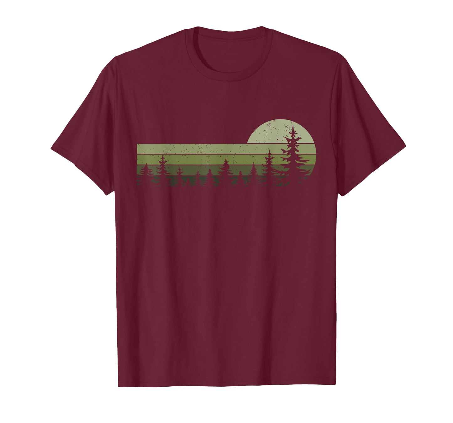 Wildlife Vintage Sunset Mountain Forest Trees Hiking Nature T-Shirt