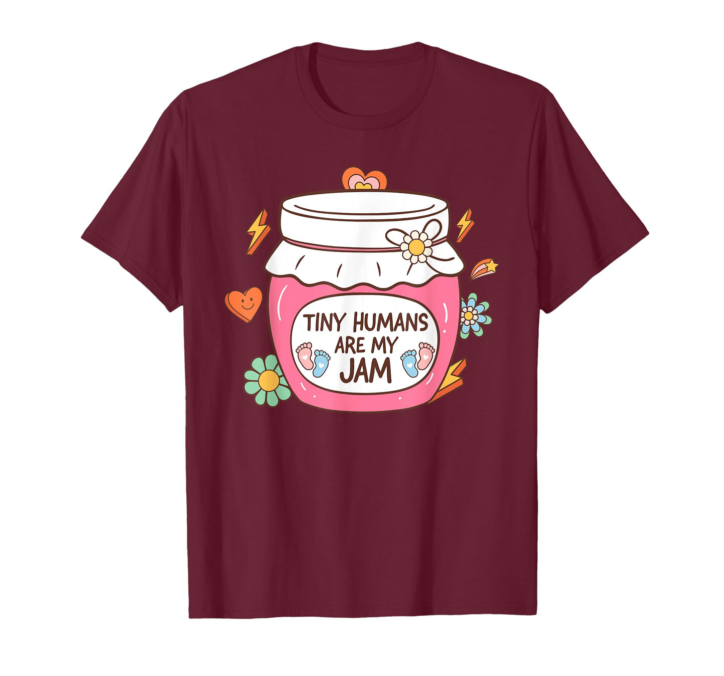 Tiny Humans Are My Jam Favorite L&D NICU Nurse Groovy Retro T-Shirt
