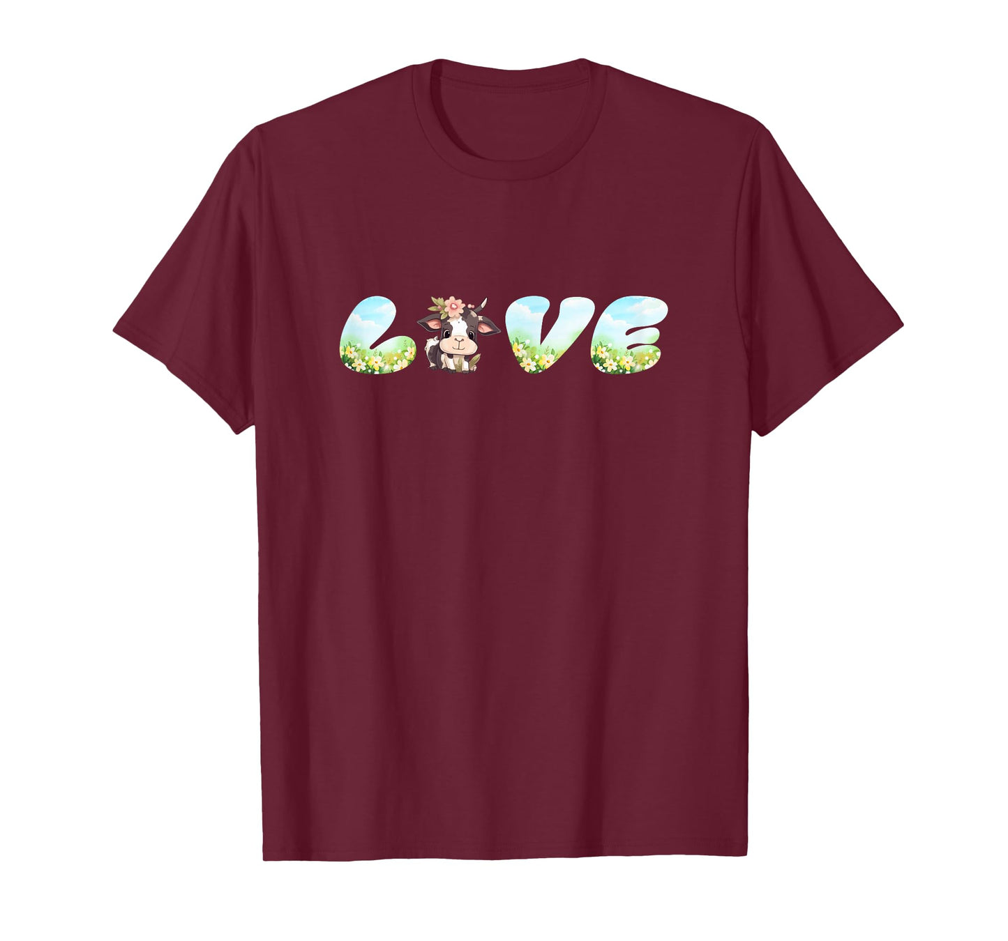 Love Cow Graphic with Cute Farm Animal Illustration T-Shirt