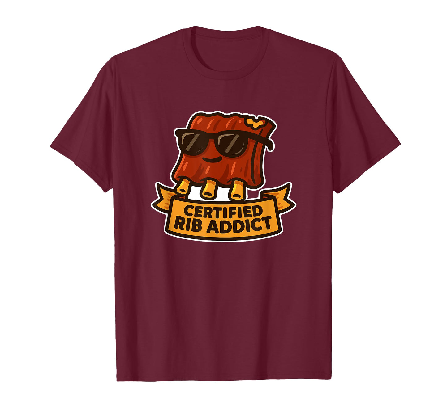 Certified Rib Addict Funny BBQ Humor for Meat Lovers T-Shirt