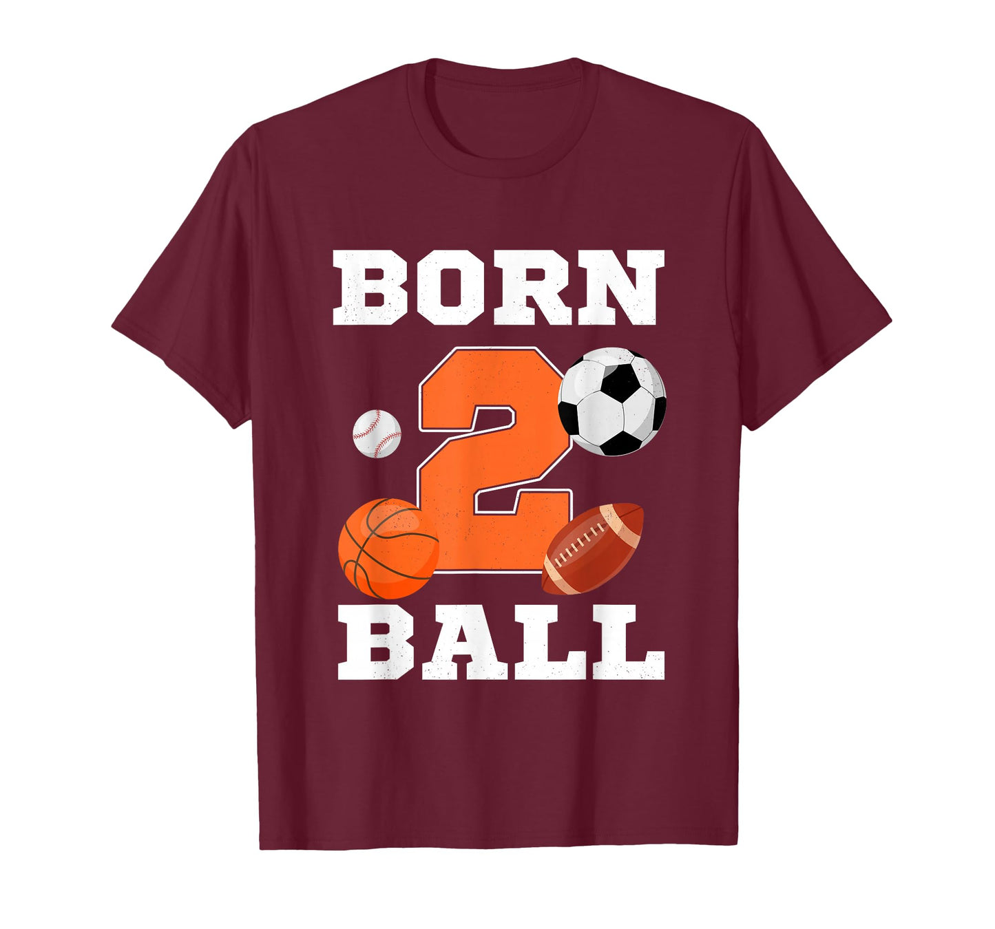 Born 2nd Ball Birthday Sport Ball Theme 2 Year Old Kids T-Shirt