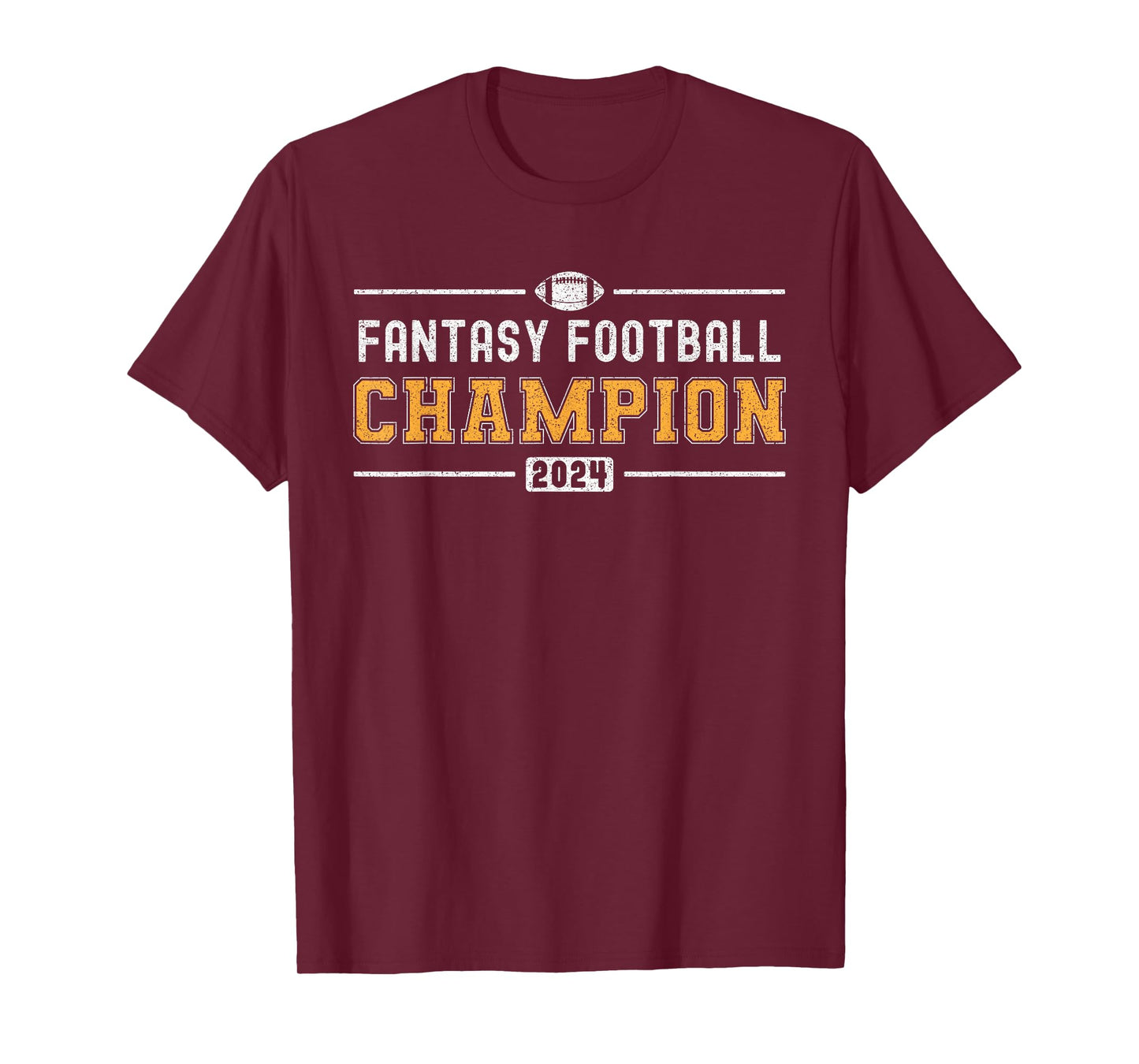 Varsity Fantasy Football Champion 2024 Winner T-Shirt - Unisex Adults, Black, Small, Short Sleeve