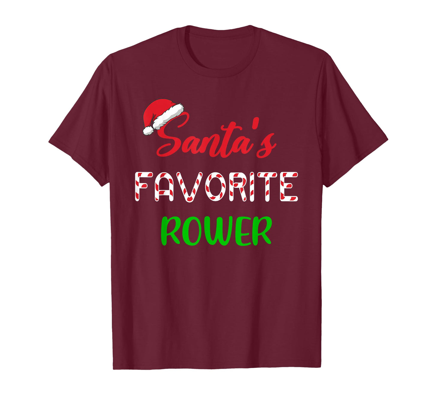 Santas Favorite Rower Funny Rowing Christmas T-Shirt