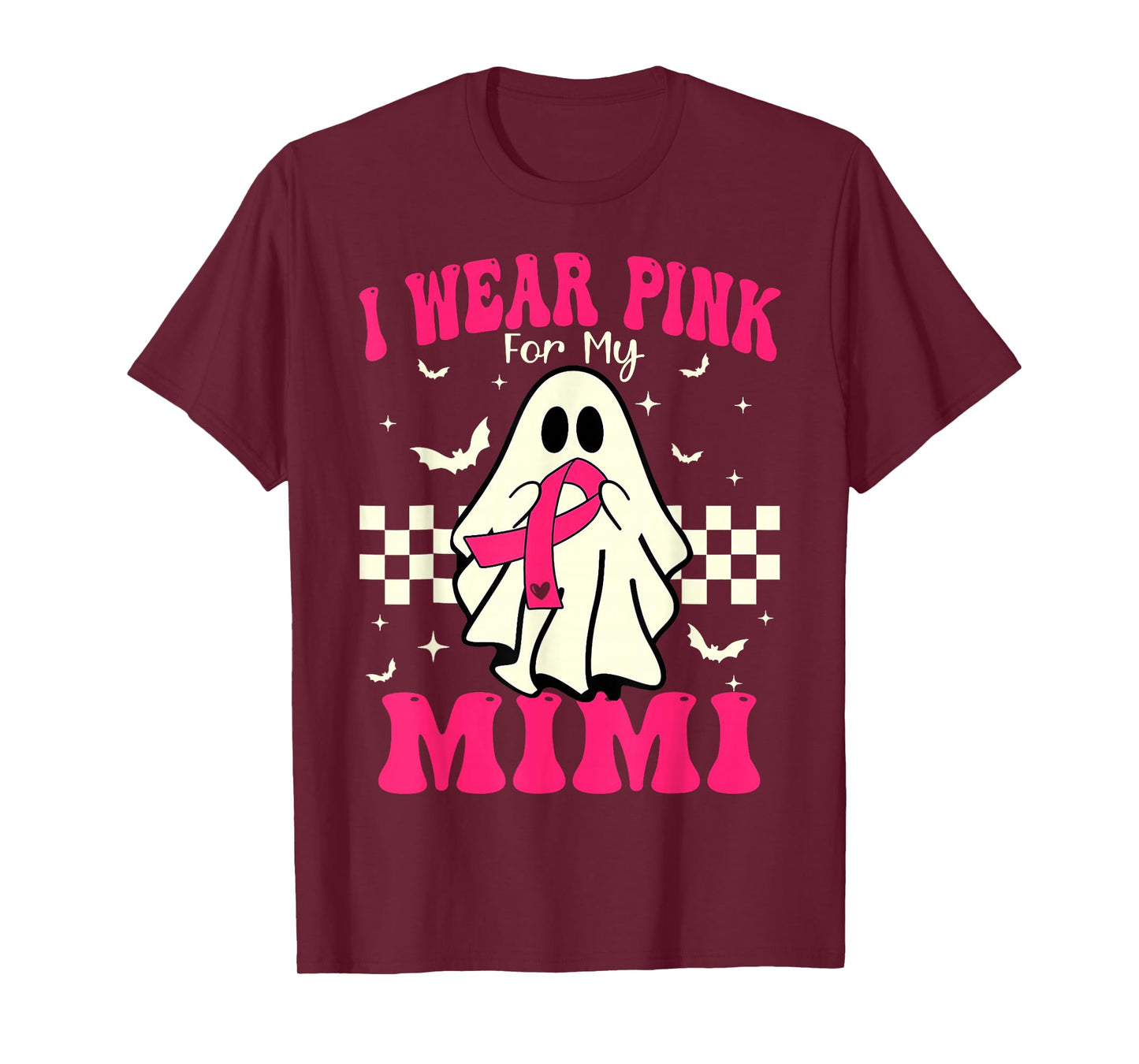 I Wear Pink for My Mimi Ghost Halloween Breast Cancer T-Shirt