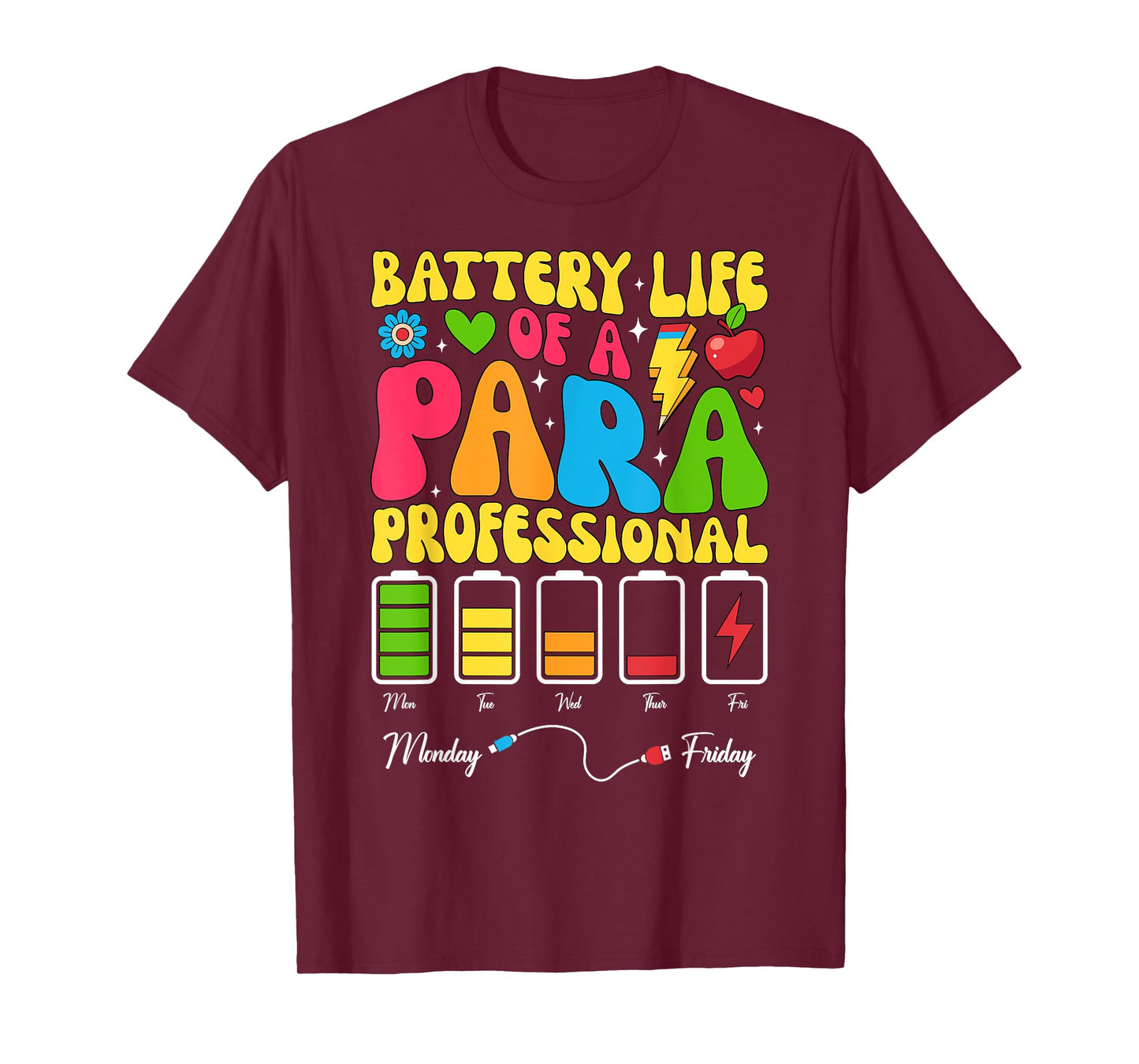Battery Life Of A Para Paraprofessional Teacher Appreciation T-Shirt