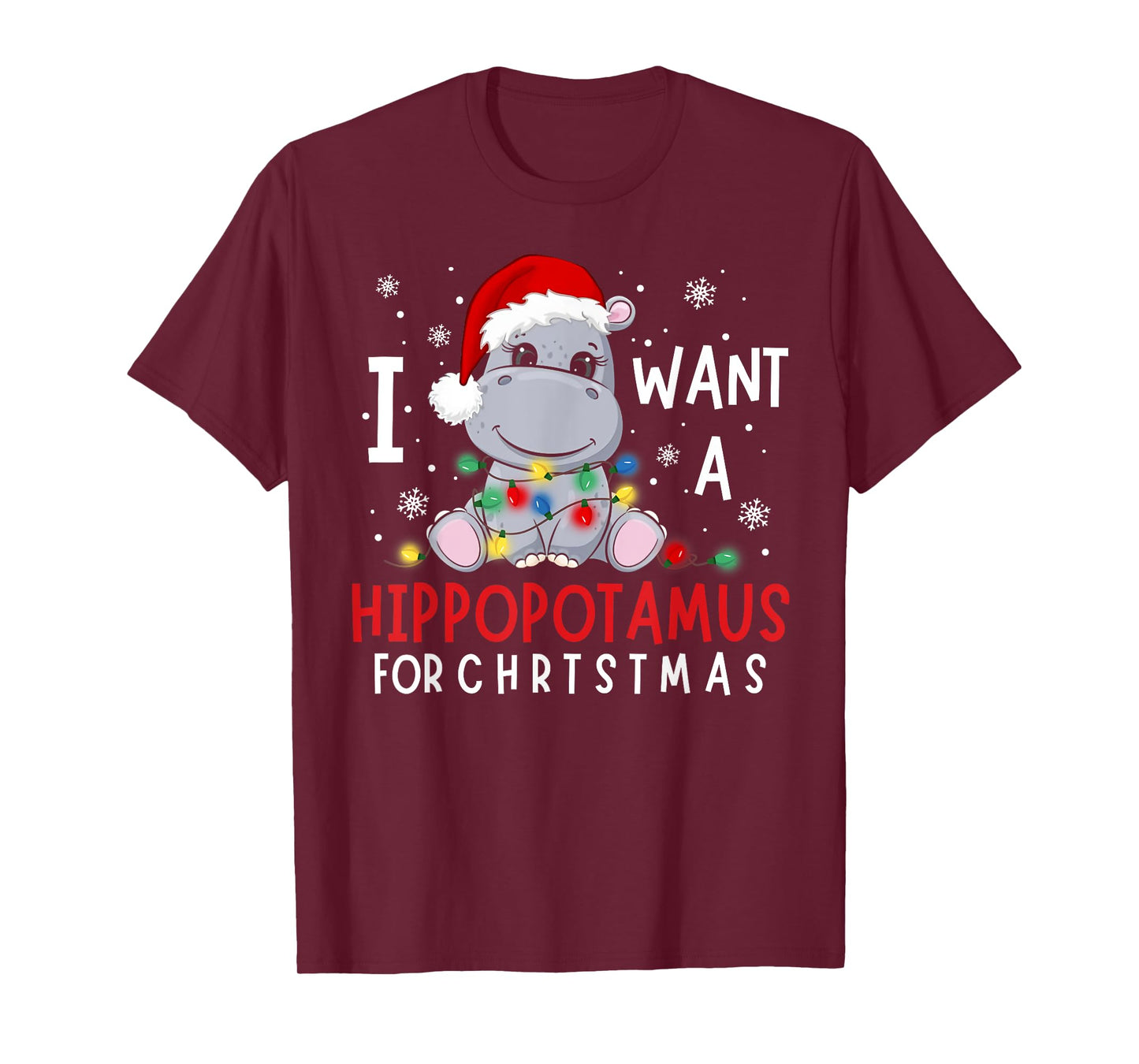 I Want A Hippopotamus For Christmas Xmas Hippo for Kid Women T-Shirt