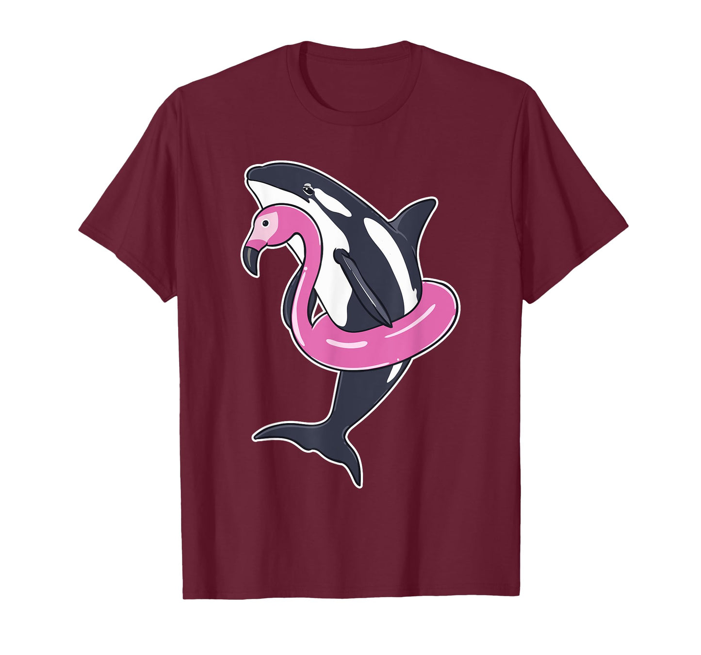 Funny Orca Flamingo Pool Party Men Women Kids Beach Summer T-Shirt