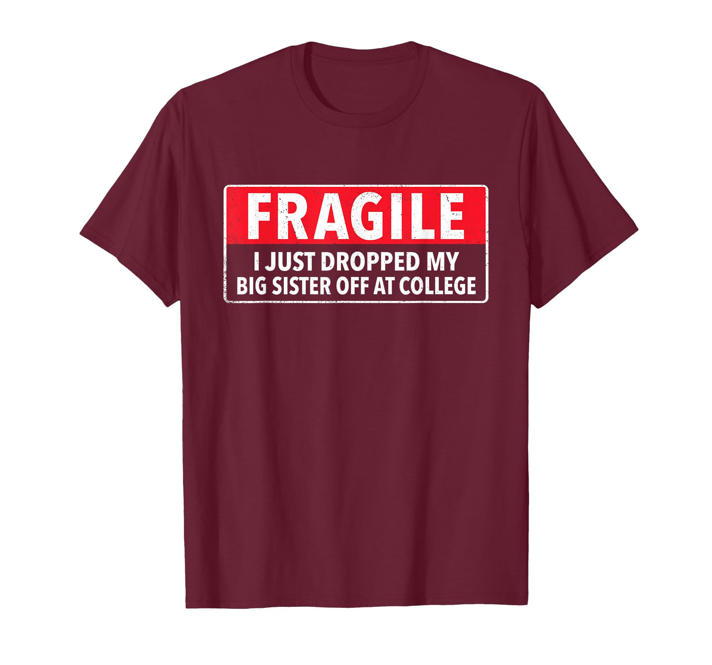 Fragile I Just Dropped My Big Sister Off at College Sibling T-Shirt